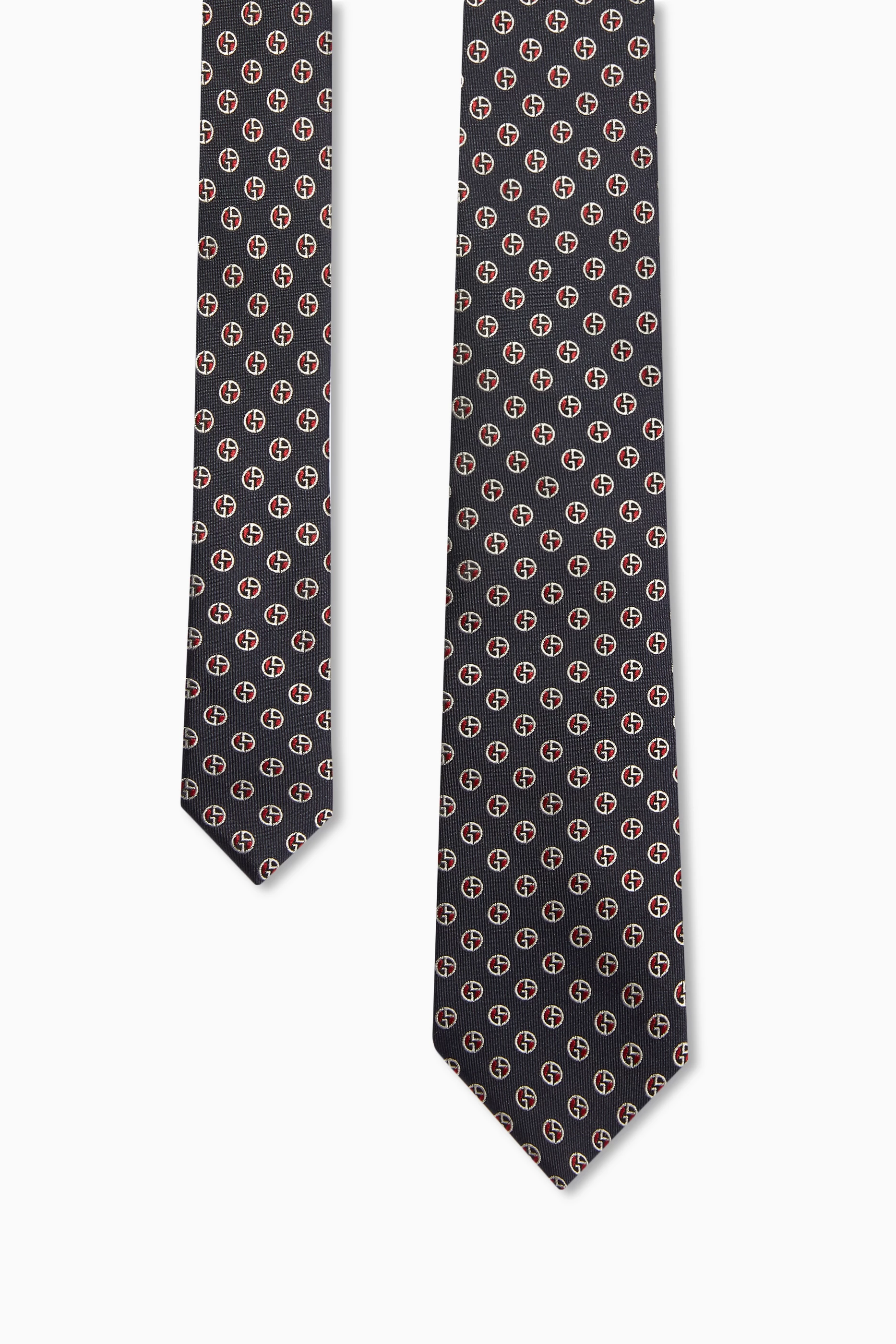 Buy Giorgio Armani Blue GA Micro Monogram Tie in Silk for Men in UAE Ounass