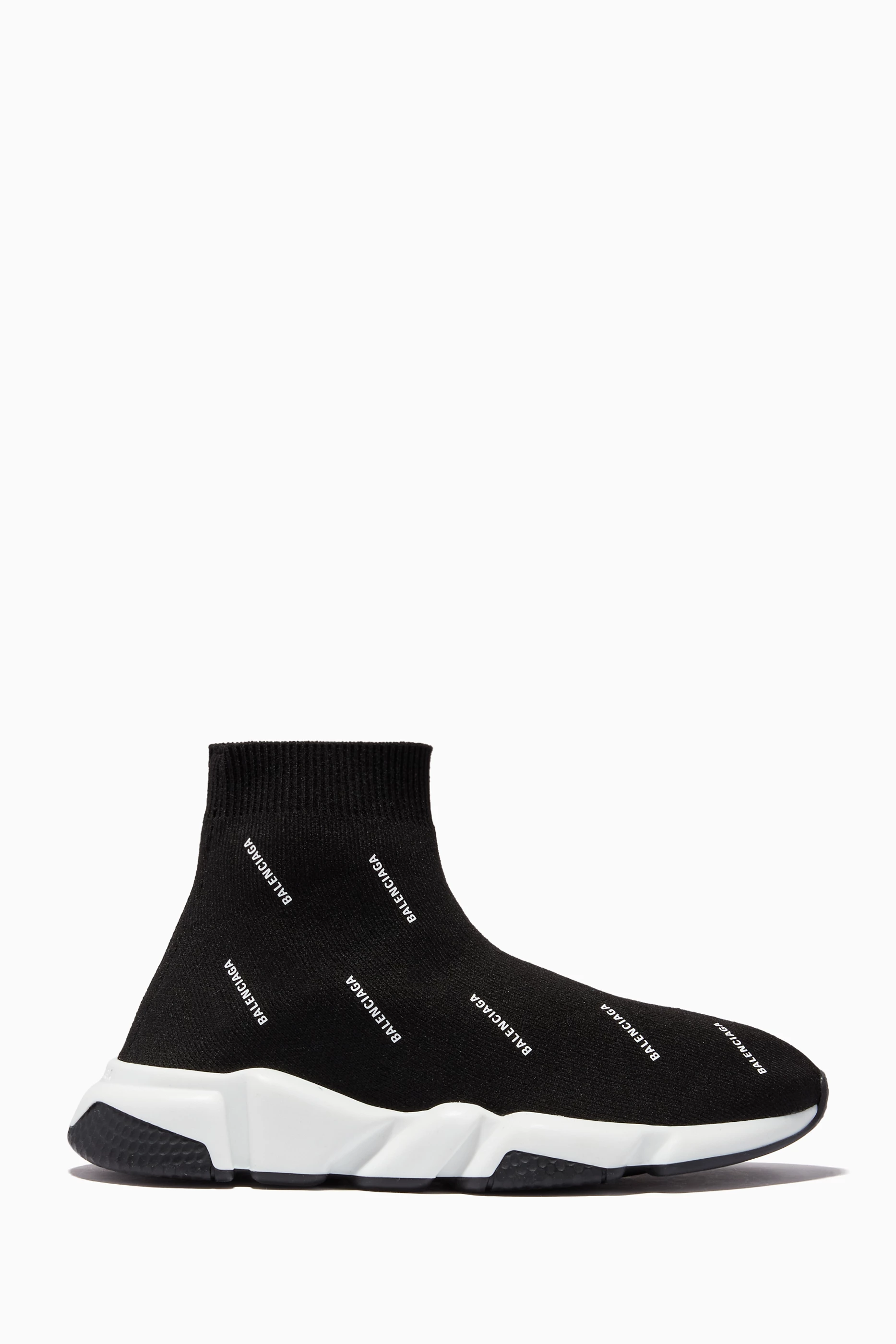 Buy Balenciaga Black Speed Sneakers in Allover Logo Technical Knit for UNISEX in UAE Ounass
