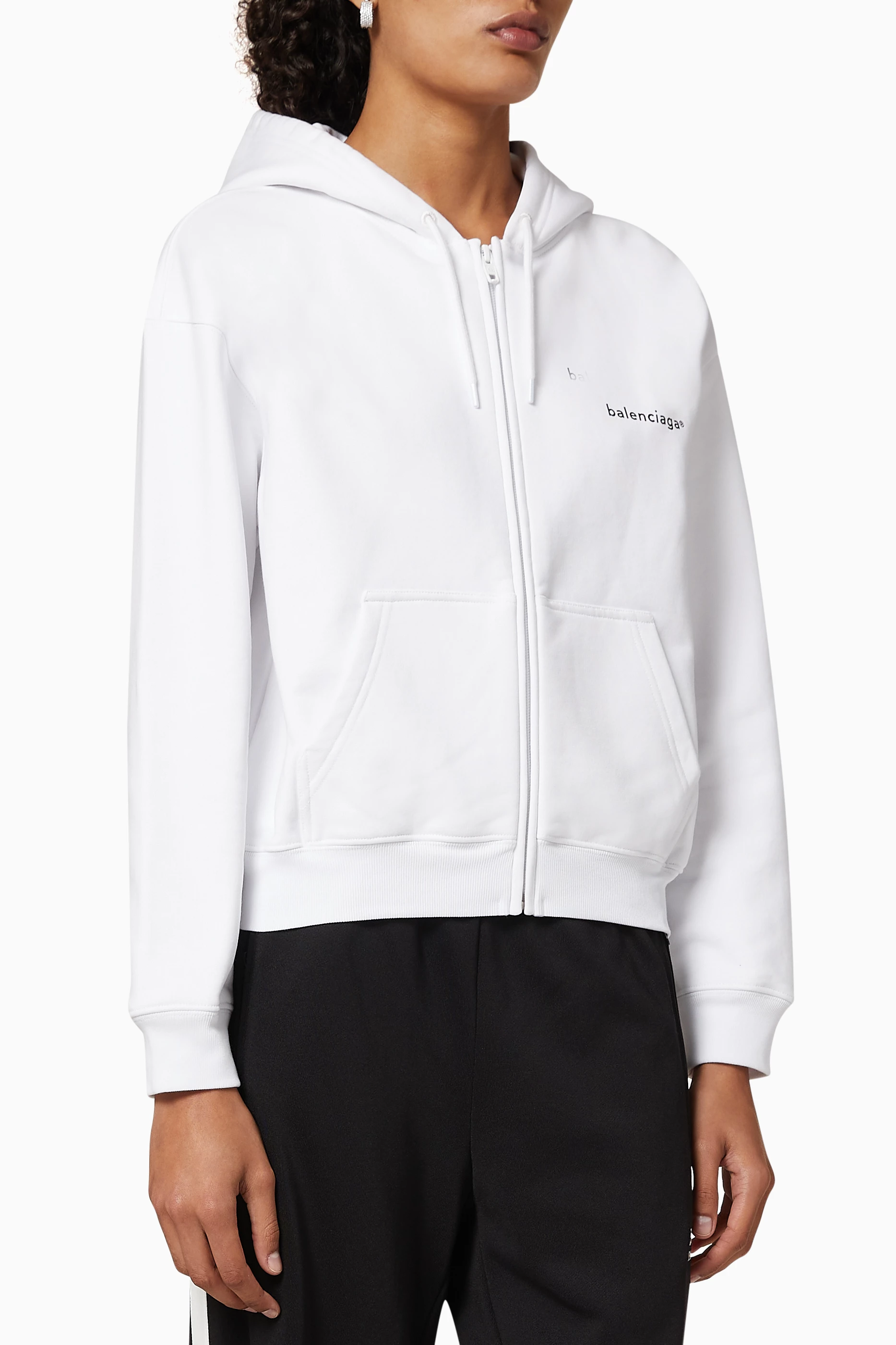 Buy Balenciaga White Copyright Small Fit Zip up Hoodie in Curly