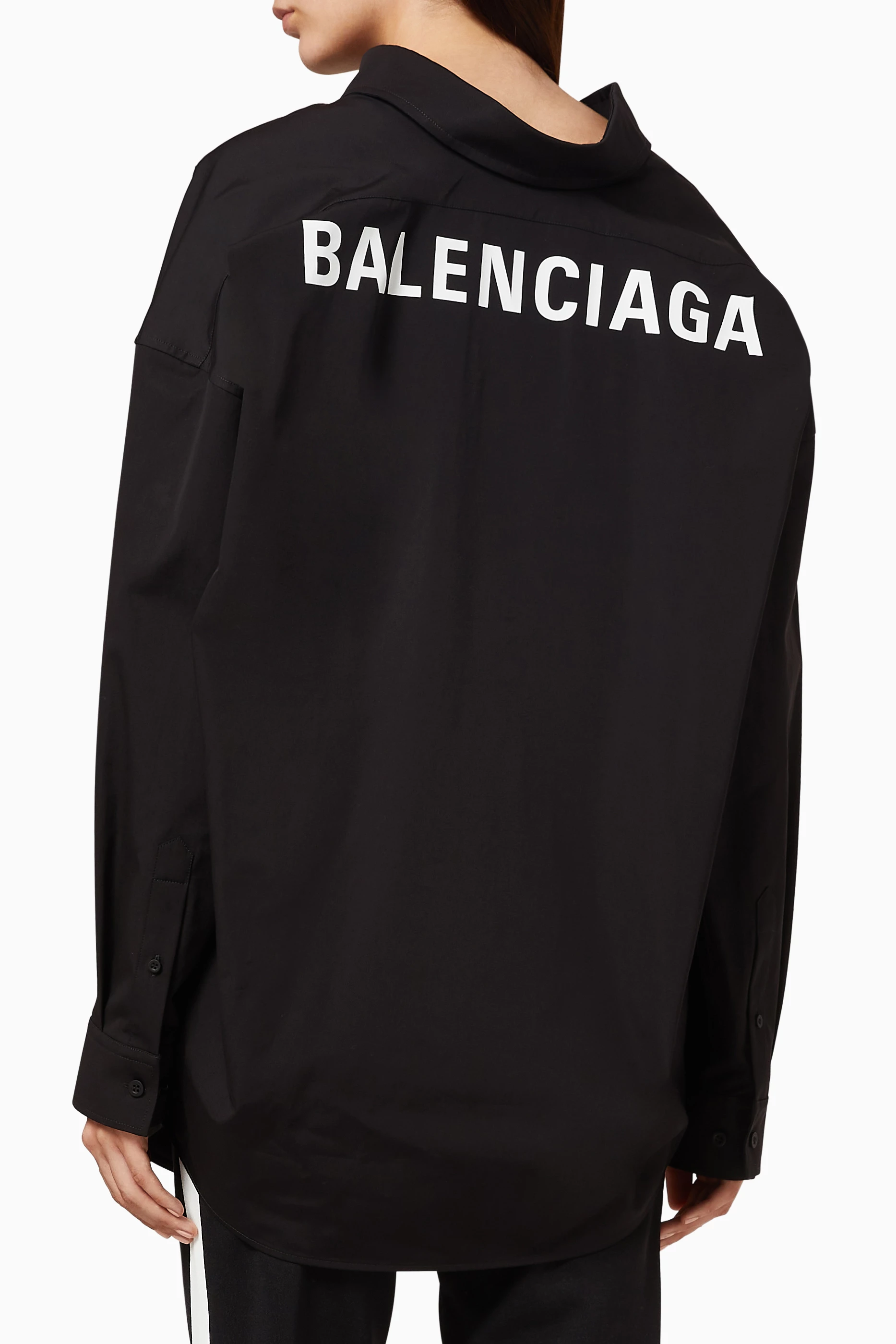 Buy Balenciaga Black Cocoon Swing Shirt in Cotton Poplin for Women