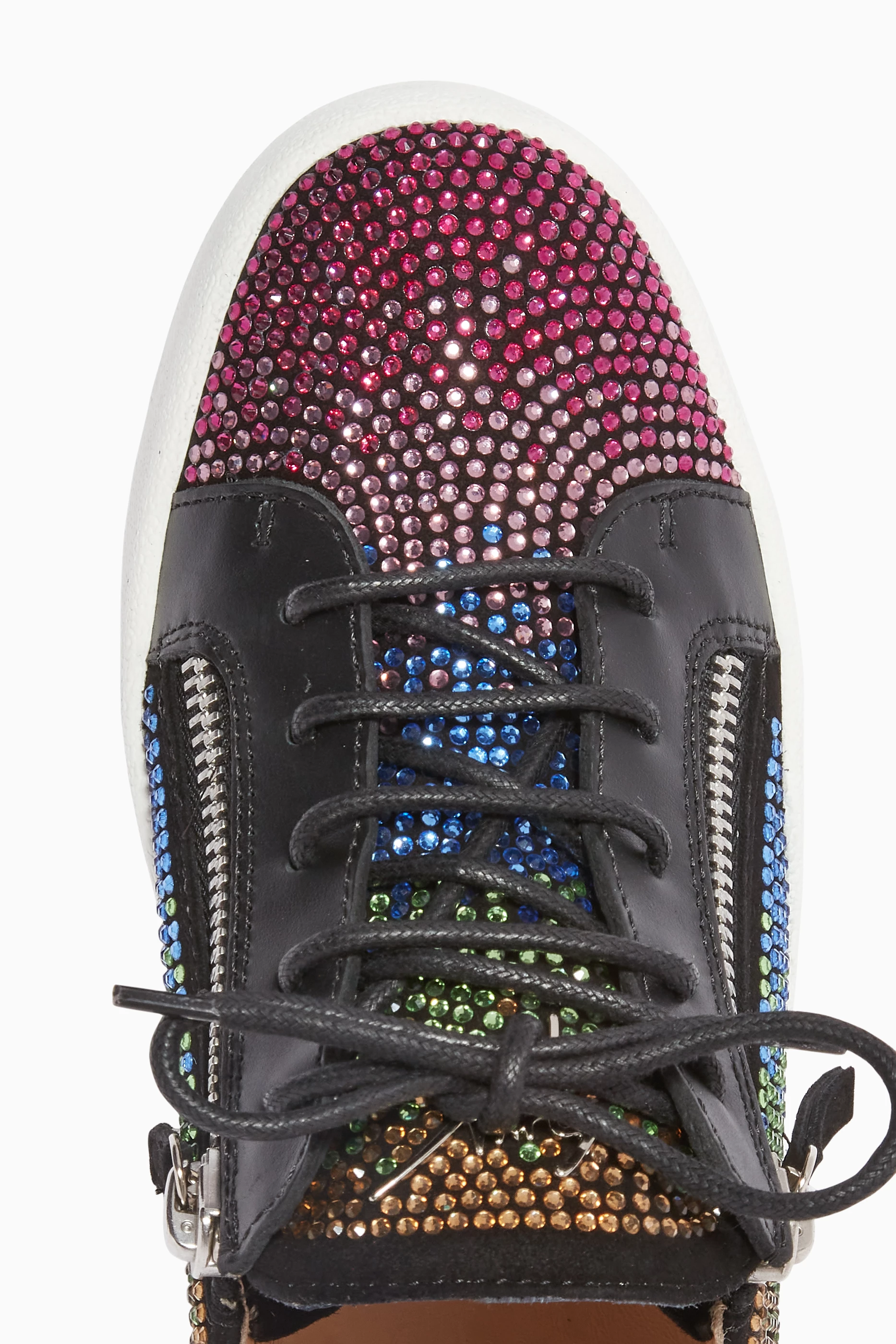 Buy Giuseppe Zanotti Black Doris Low Top Sneakers in Crystal