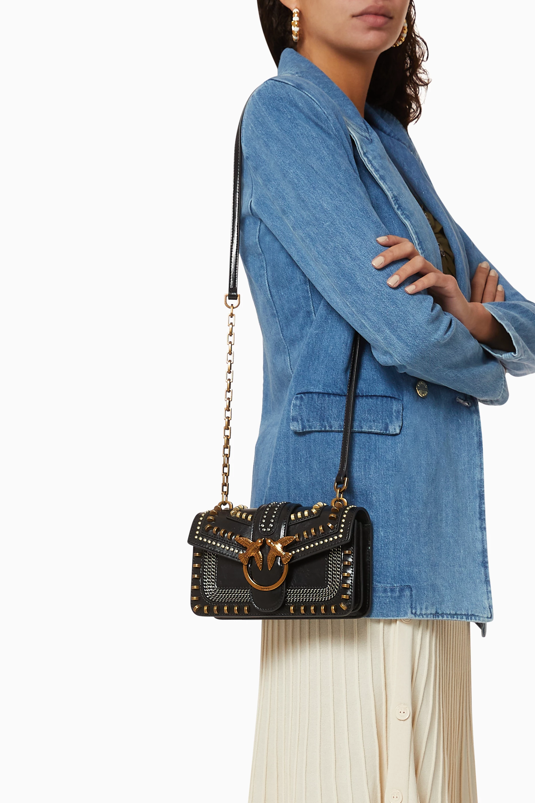 Mini love bag hot sale mix studs in leather