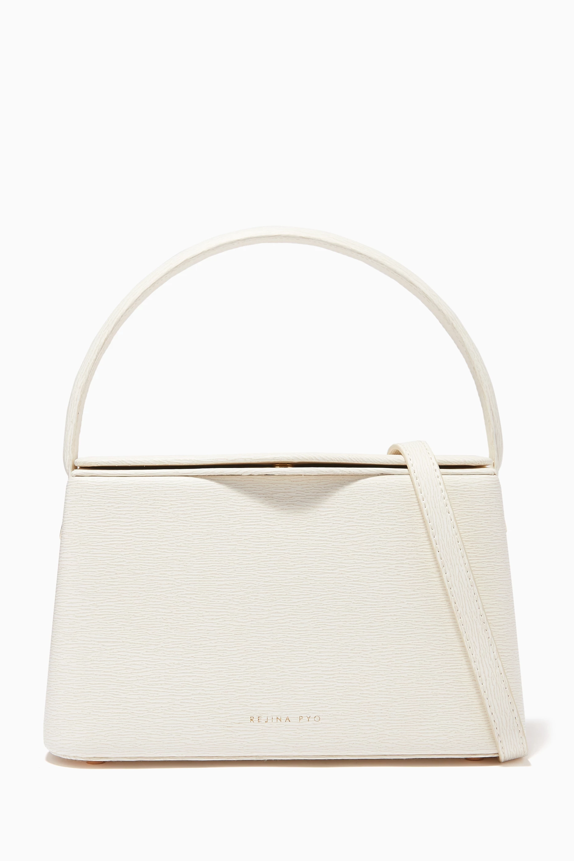 Buy REJINA PYO White Felix Bag in Textured Leather for Women in