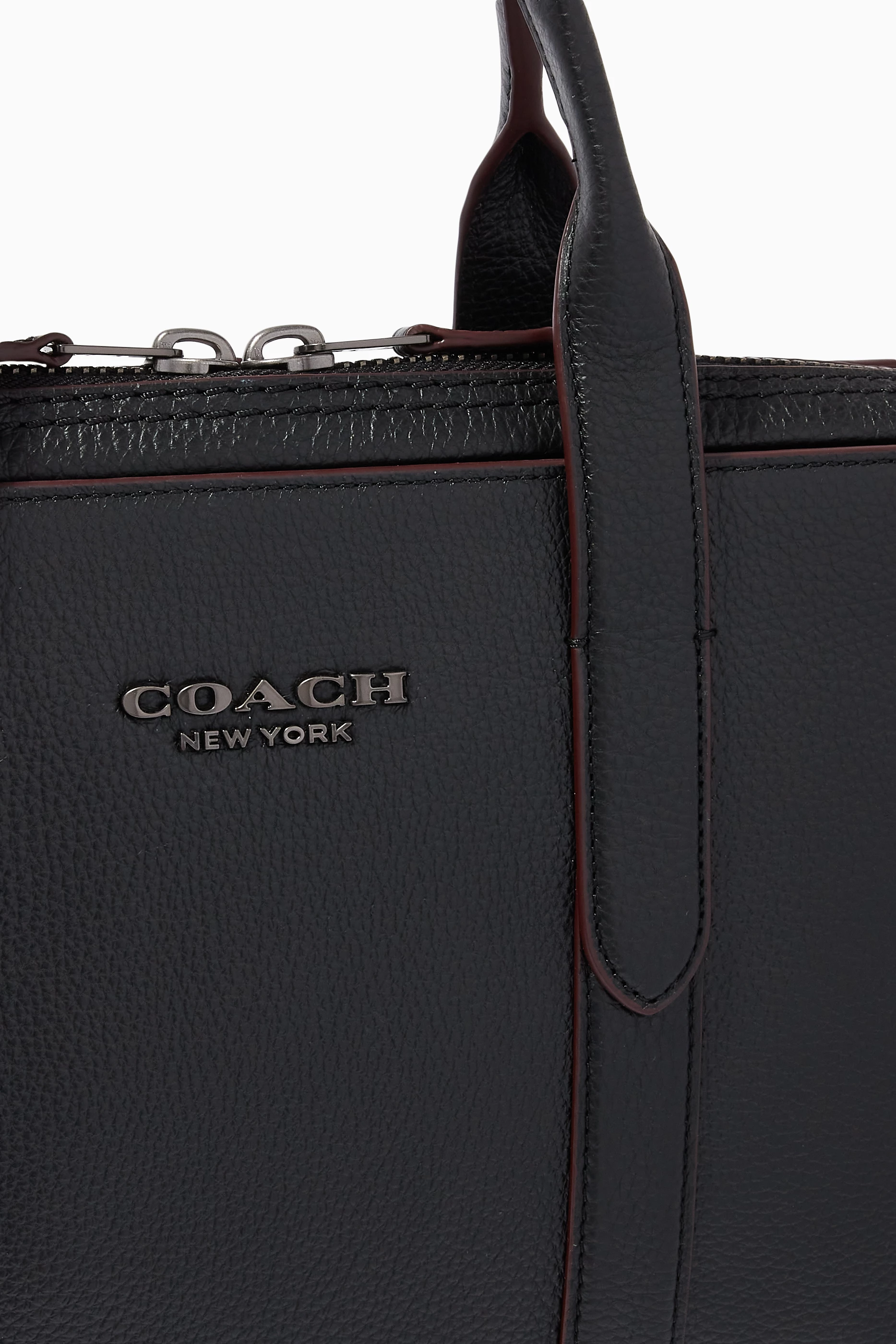 Buy Coach Black Metropolitan Soft Brief in Pebble Leather for Men