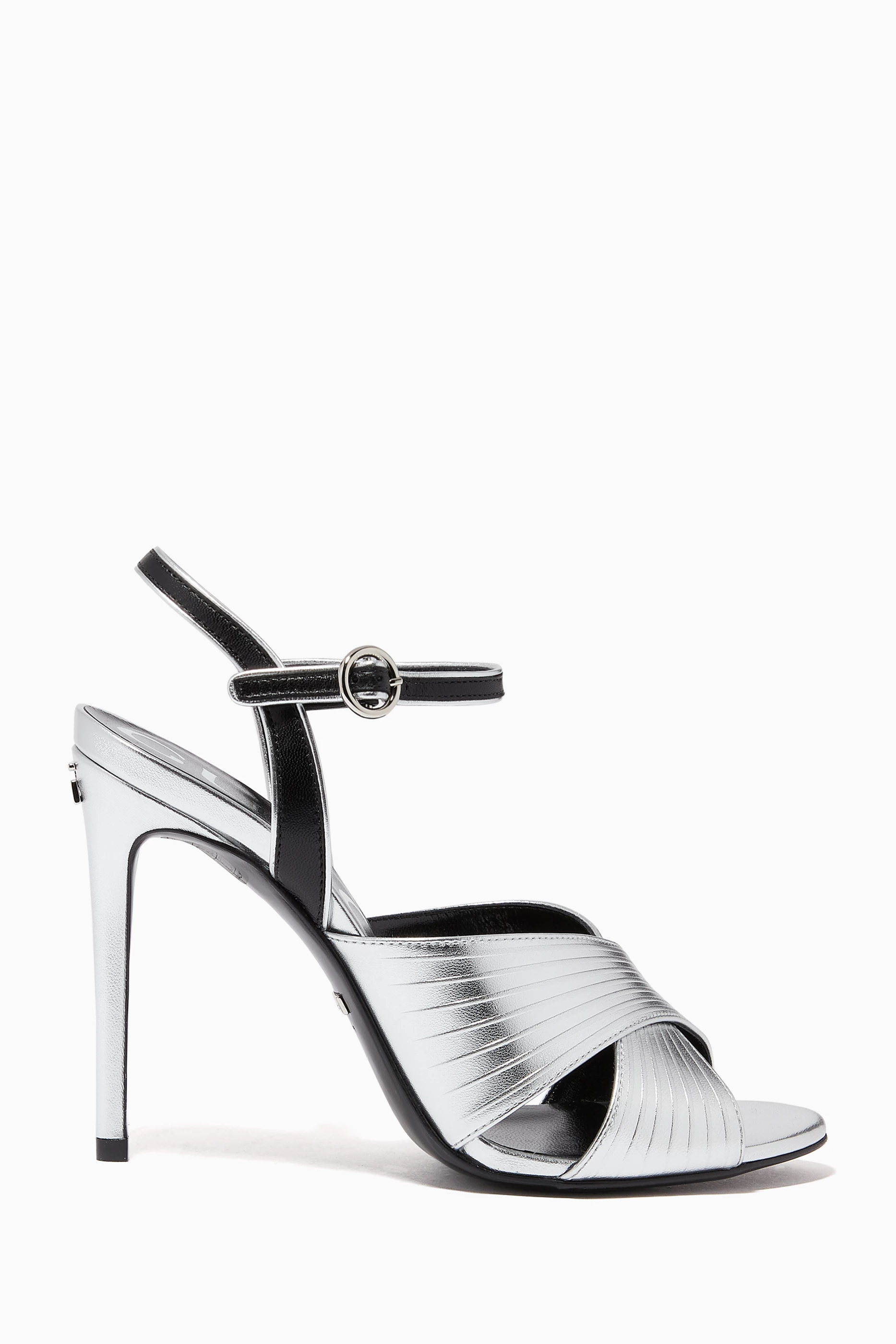 Buy Gucci Silver Betsy 105 Sandals in Metallic Leather for Women