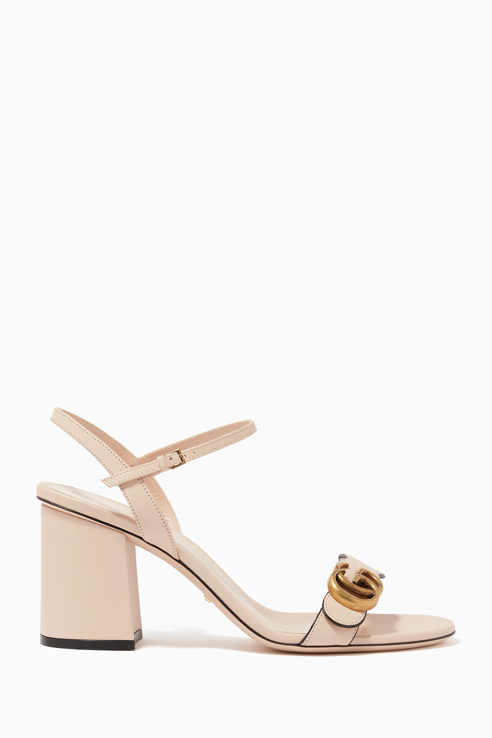 Buy Gucci Neutral Marmont 75 Double G Sandals in Leather for Women