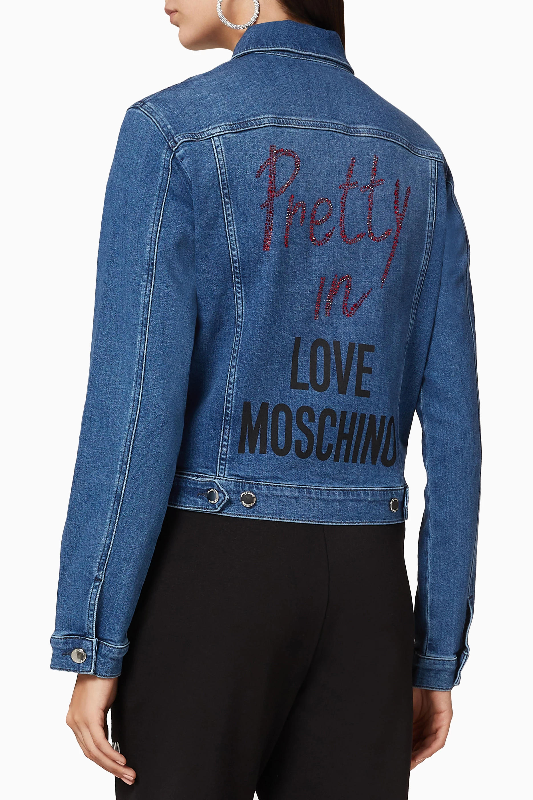 Buy Love Moschino Blue Pretty in Love Stretch Denim Jacket for Women in UAE Ounass