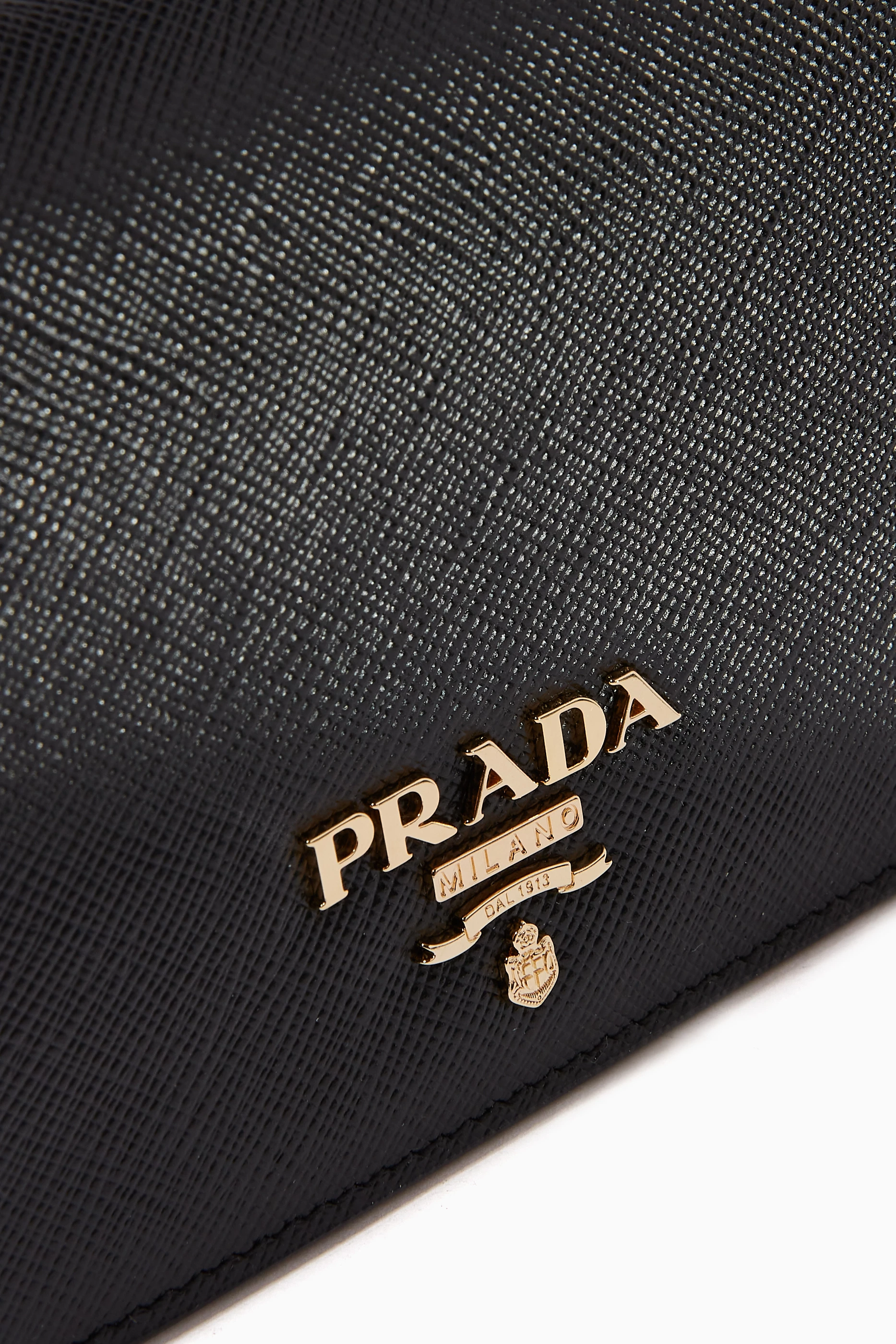 Prada Womens Black Core Saffiano Leather Wallet-on-chain Wallet