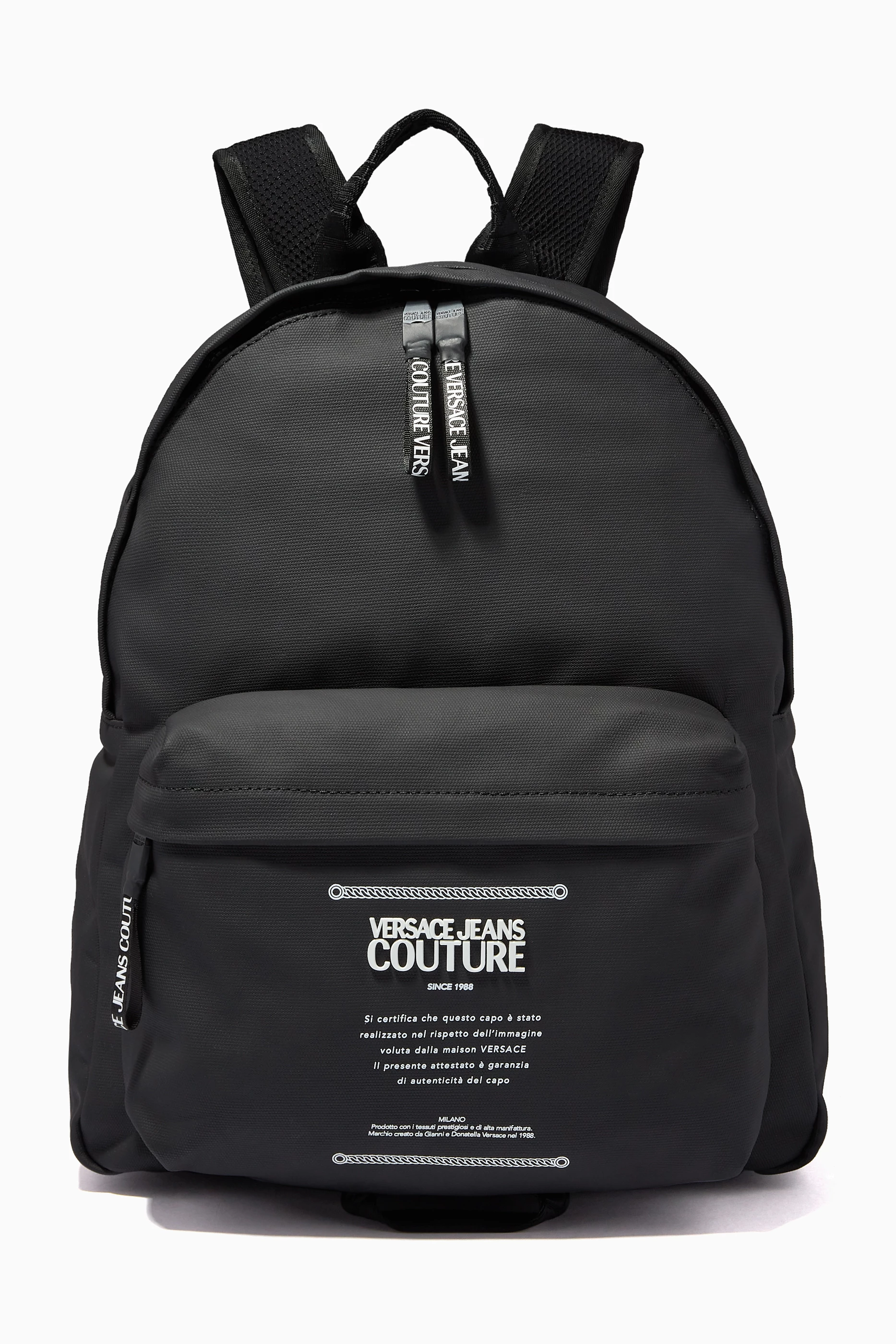 Buy Versace Jeans Couture Black Etichetta Patch Backpack in Canvas