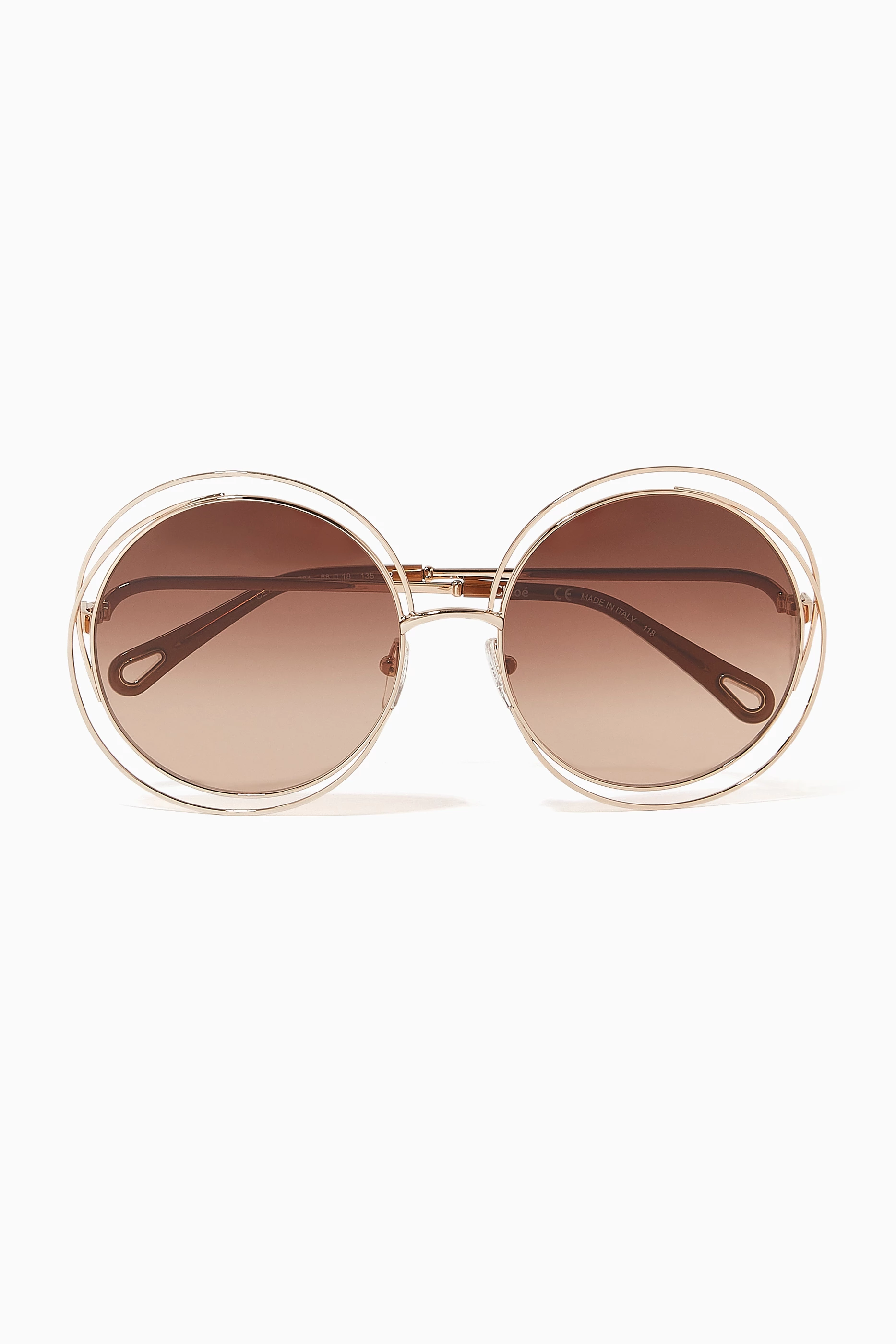 Buy Chlo Brown Carlina Round Sunglasses in Metal for Women in UAE Ounass