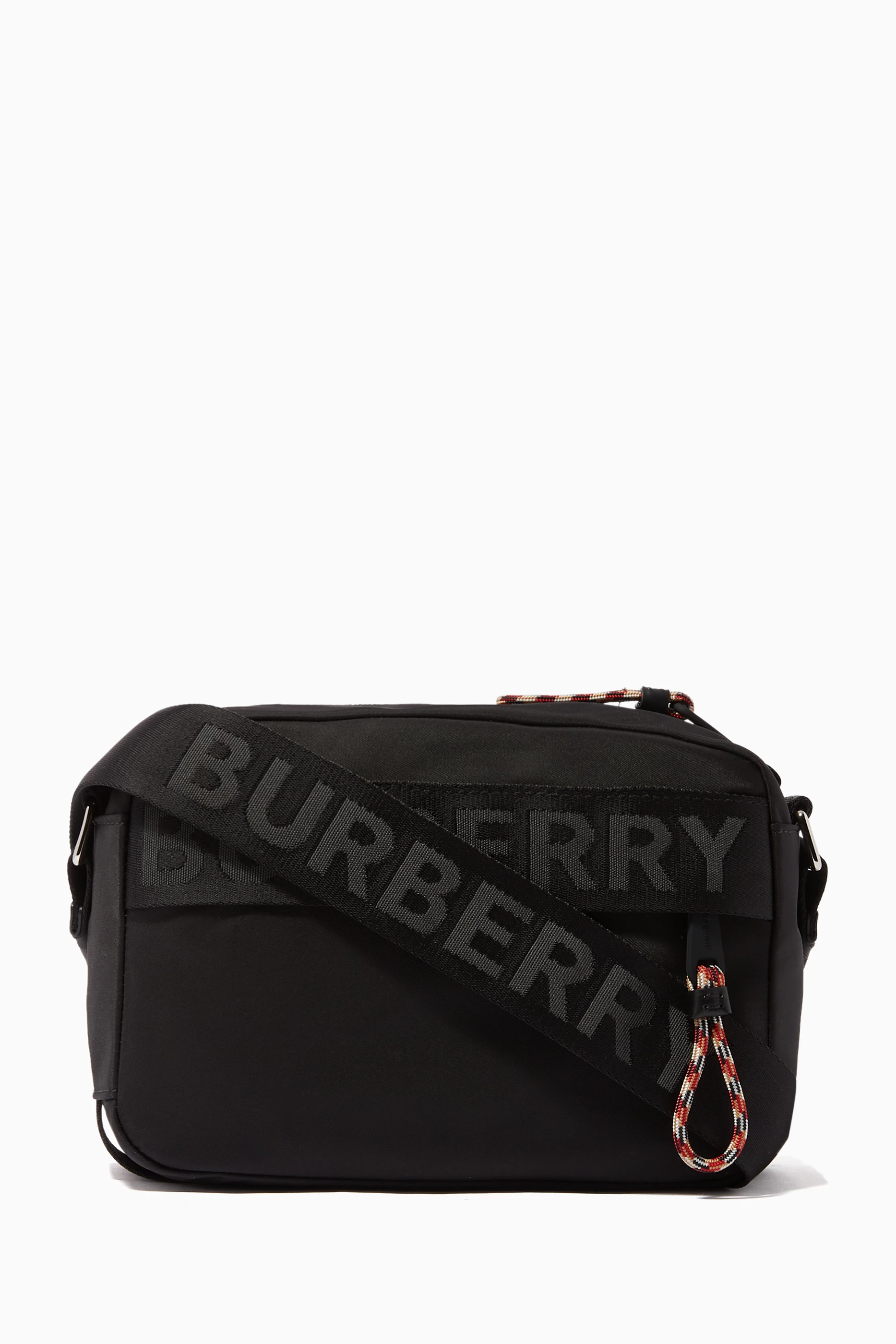 Buy Burberry Black Crossbody Bag in Logo Lettering Nylon for Men