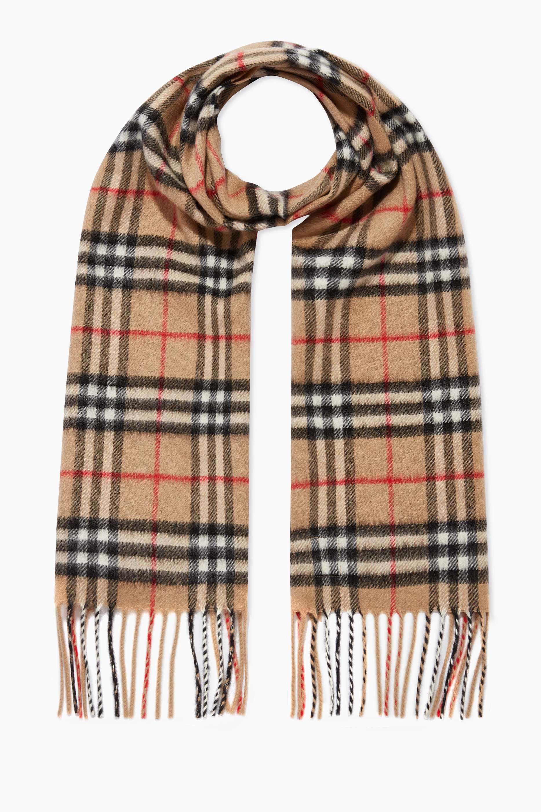 Buy Burberry Neutral The Mini Classic Vintage Check Cashmere Scarf