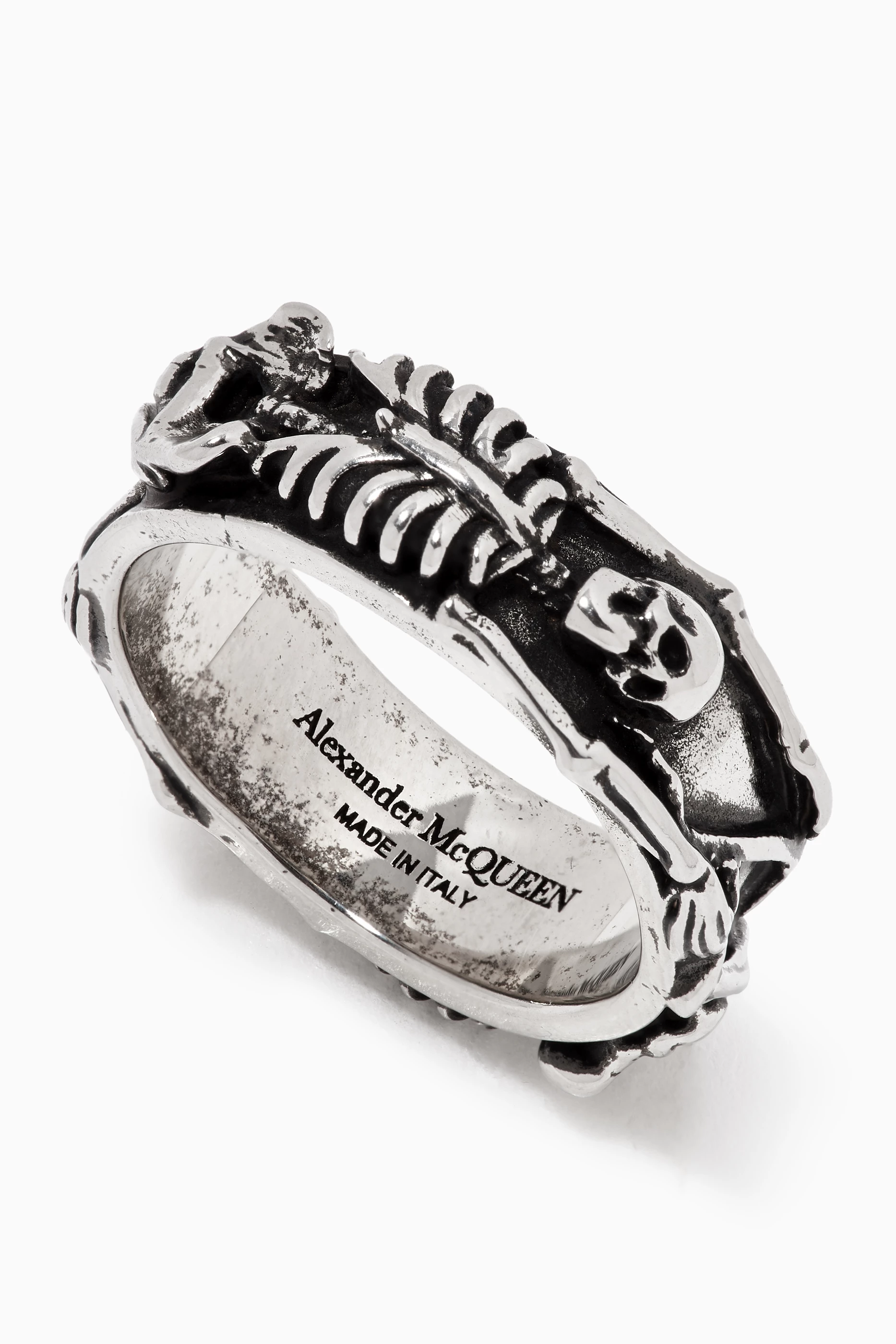 Buy Alexander McQueen Silver Dancing Skeleton Ring for Men in UAE