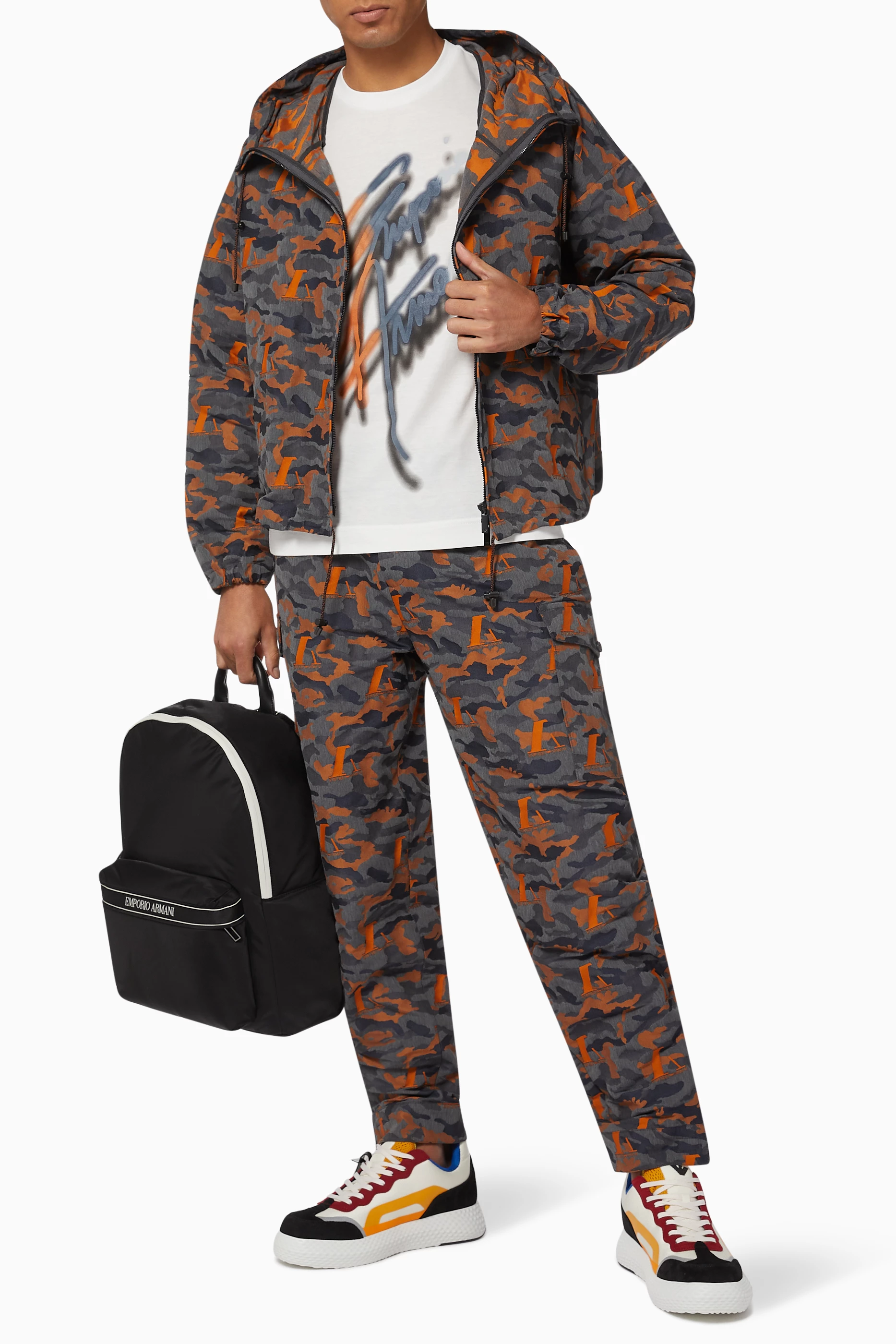Buy Emporio Armani Orange Camo Jacquard Windbreaker for Men in UAE