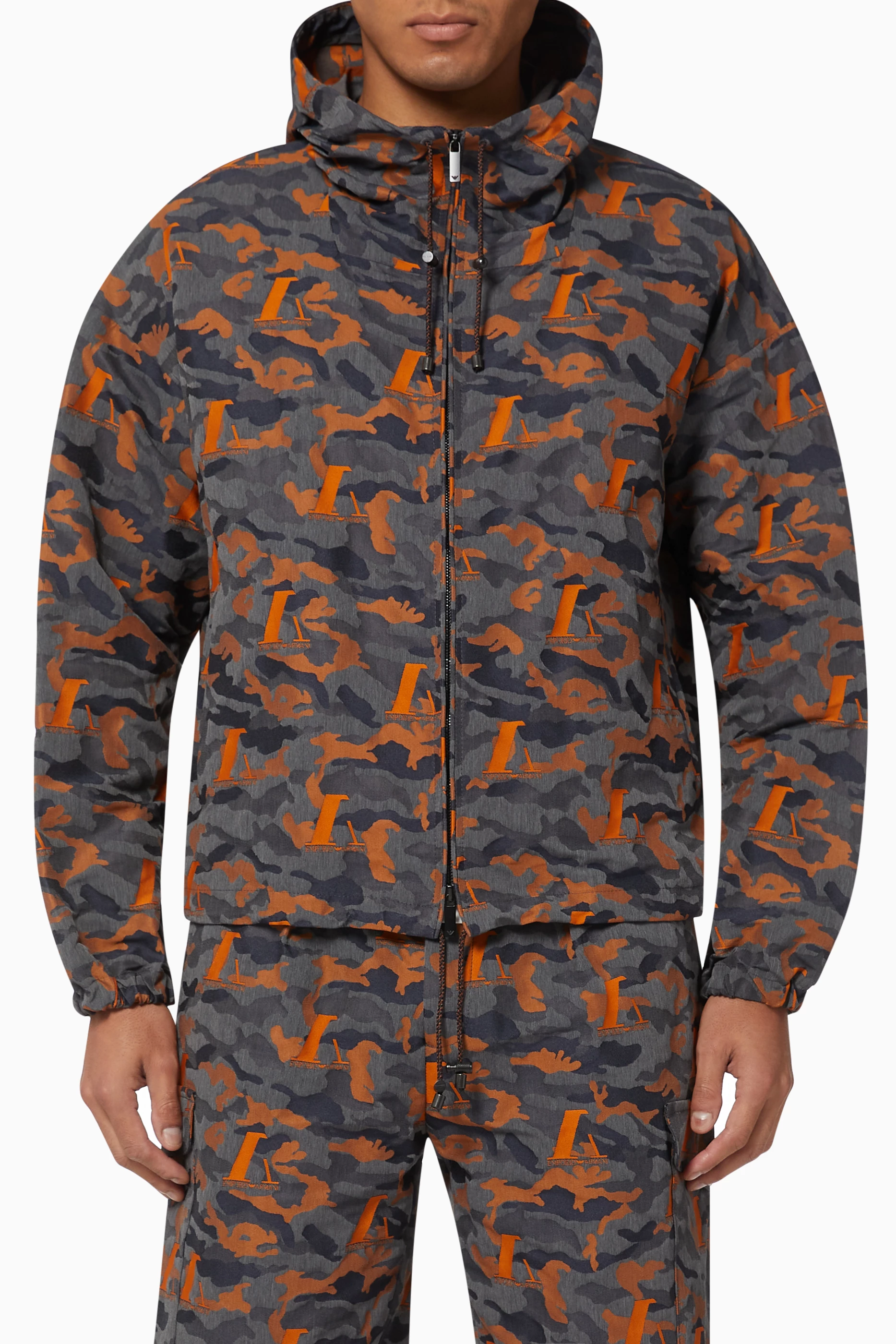 Orange 2025 camo windbreaker