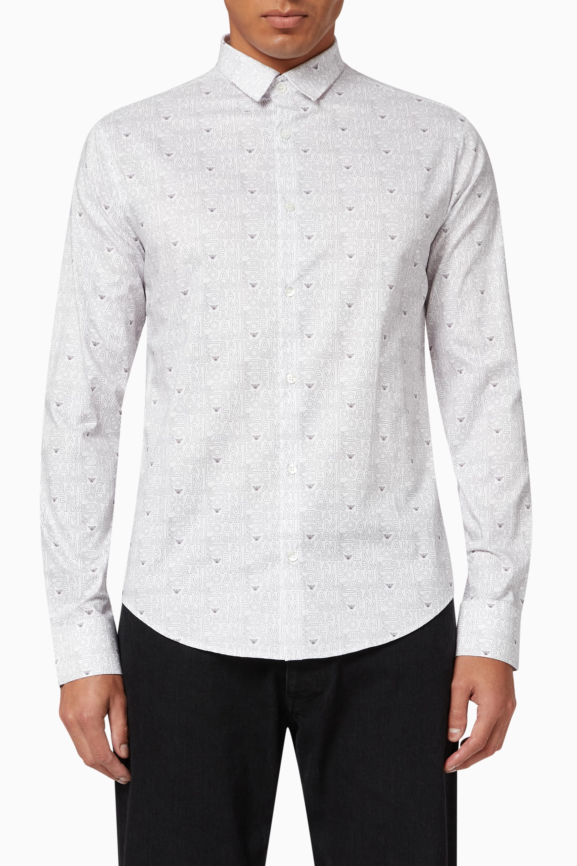 Buy Emporio Armani Grey Micro EA Camouflage Cotton Shirt for MEN ...