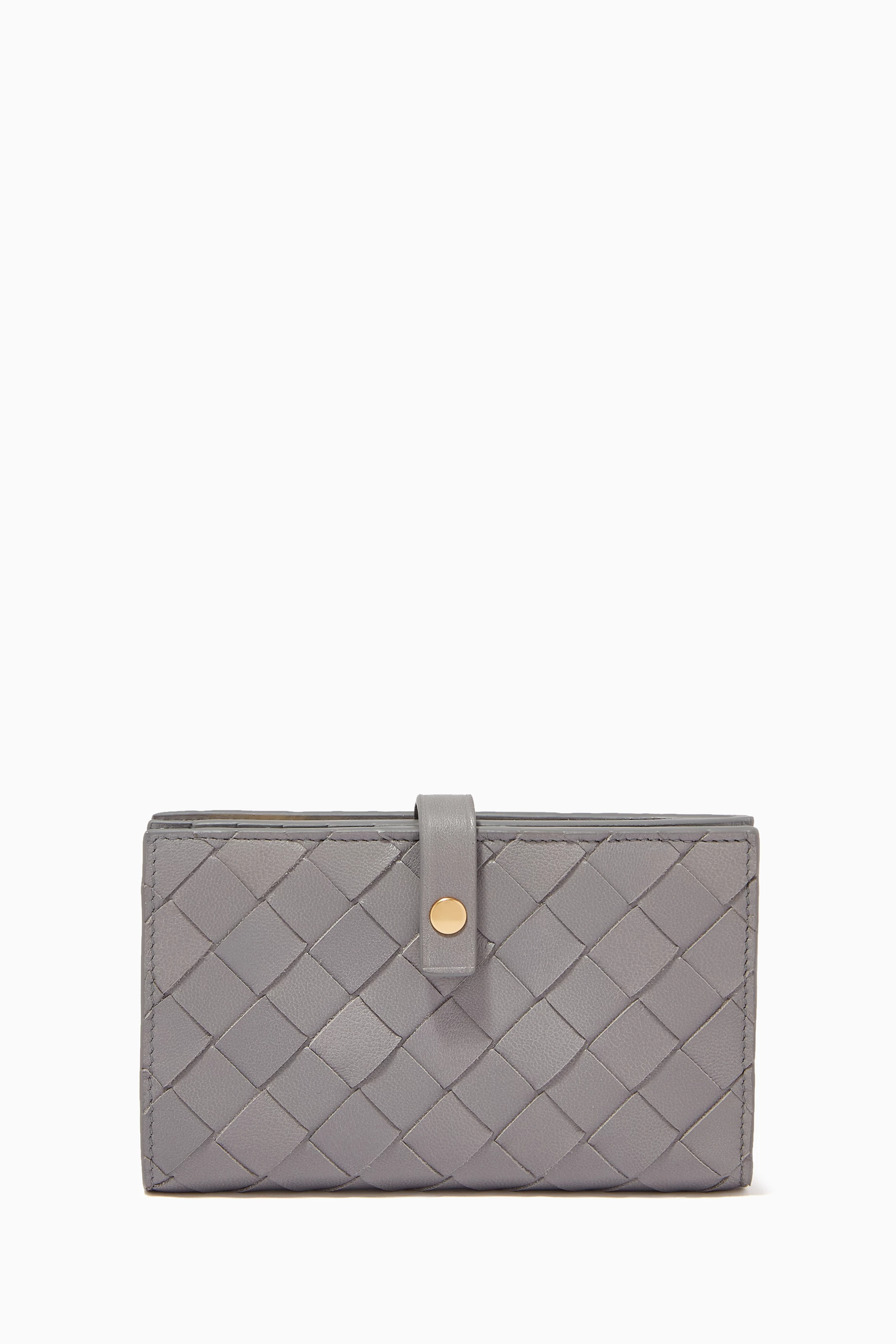 Buy Bottega Veneta Grey French Wallet in Intrecciato Nappa for