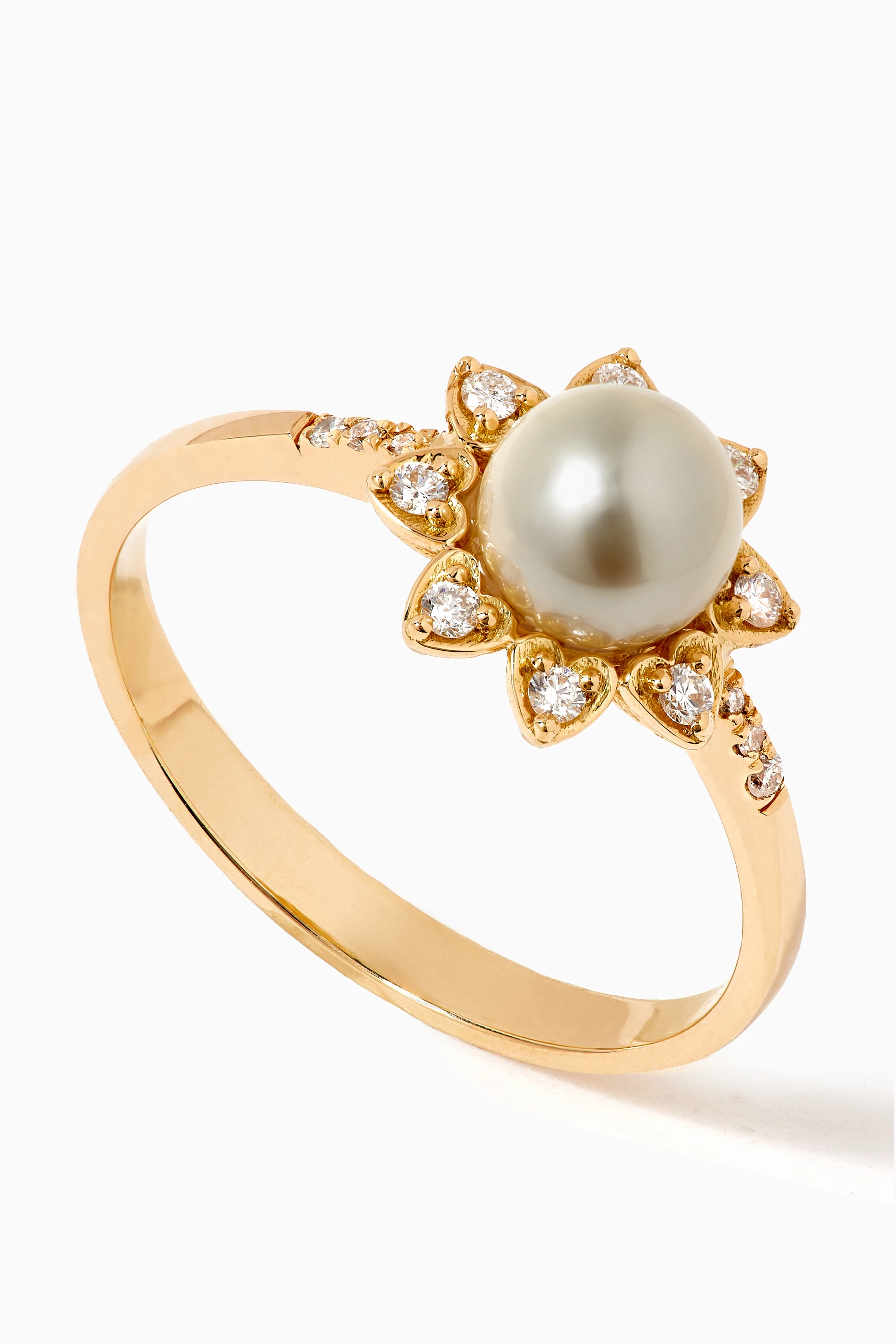 Buy MKS Jewellery Yellow Little Lulu Pearl Diamond Ring in 18kt