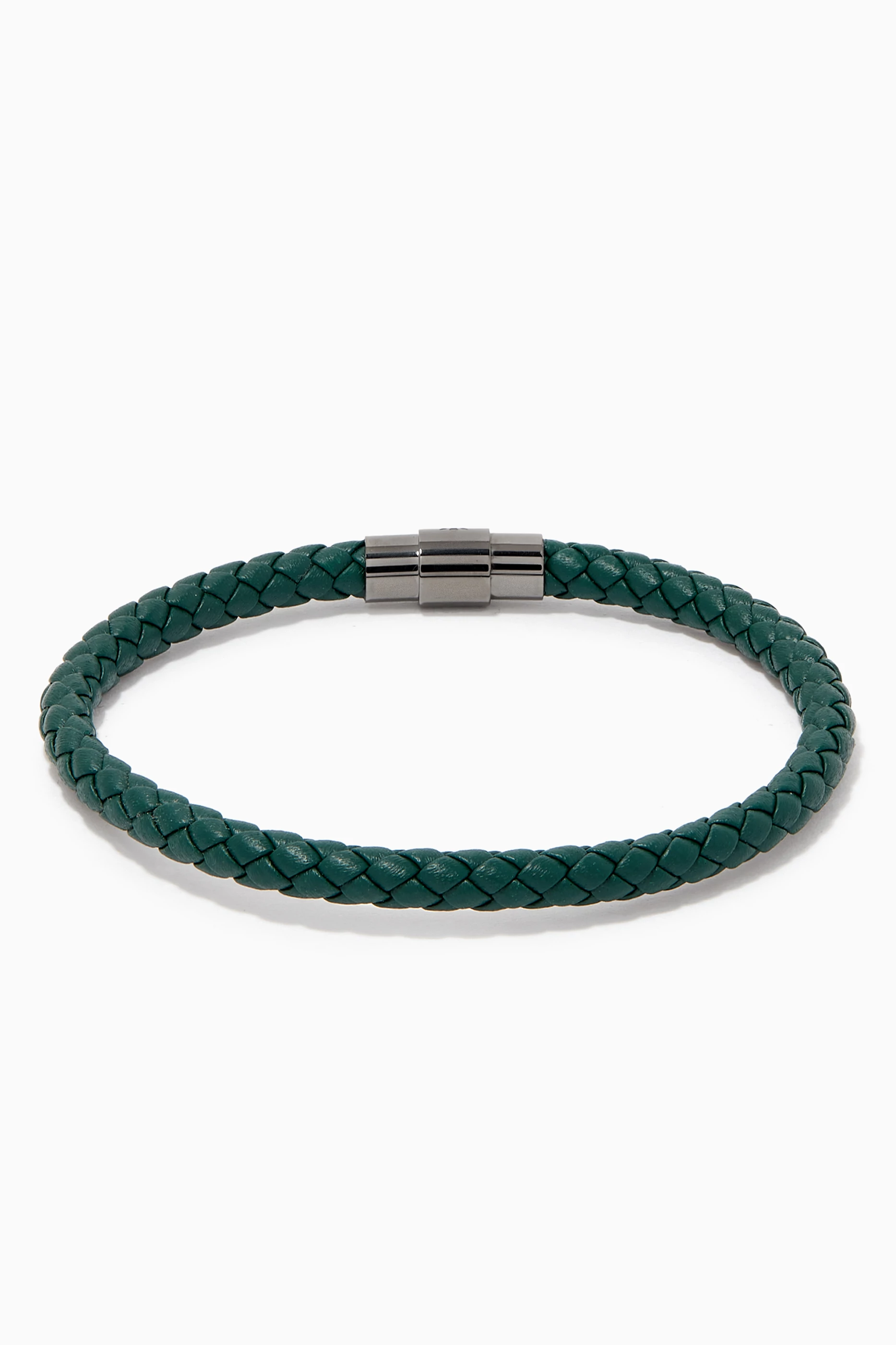 Mens green leather bracelet store