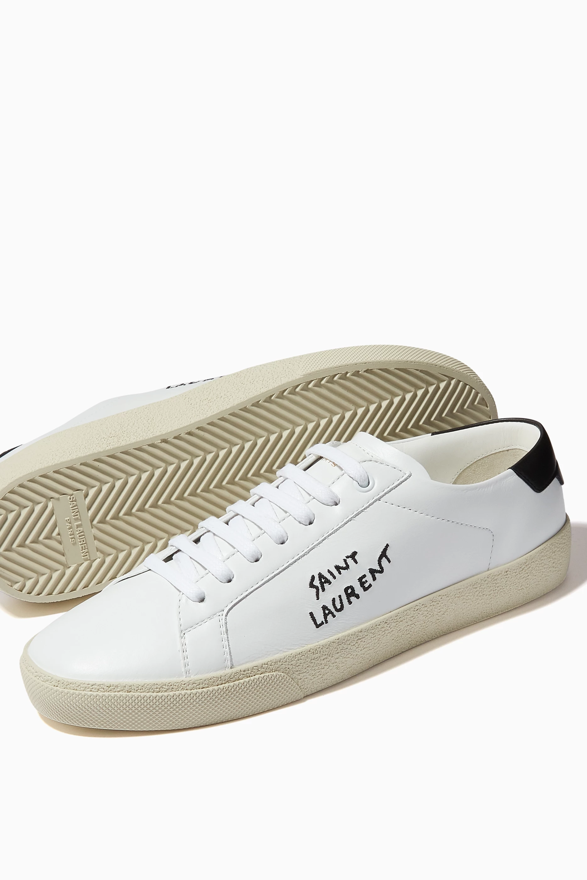 Buy SAINT LAURENT White Court Classic SL 06 Sneakers in Calf