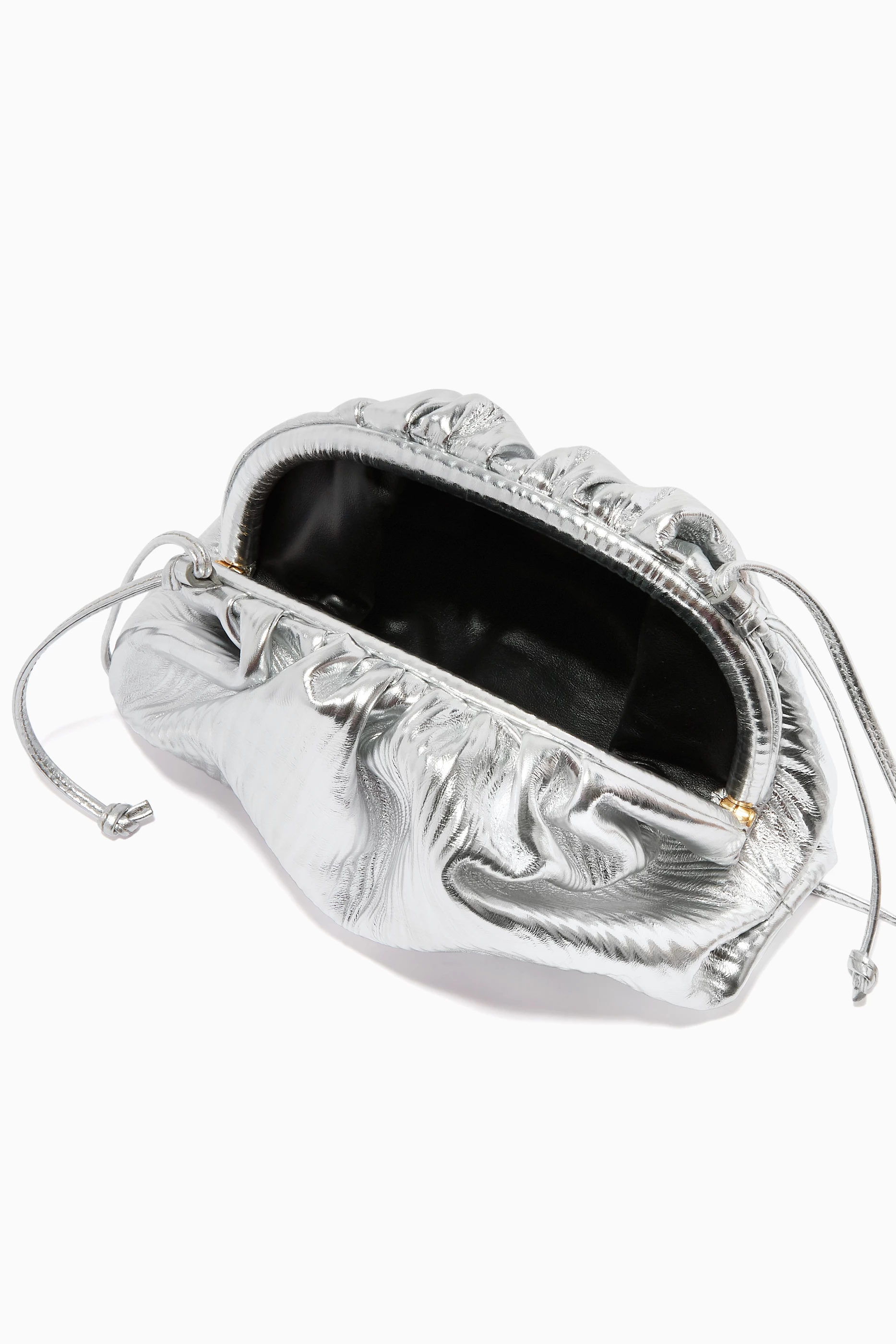 Bottega Veneta Metallic Bark Mini Pouch - Silver Clutches, Handbags -  BOT146777