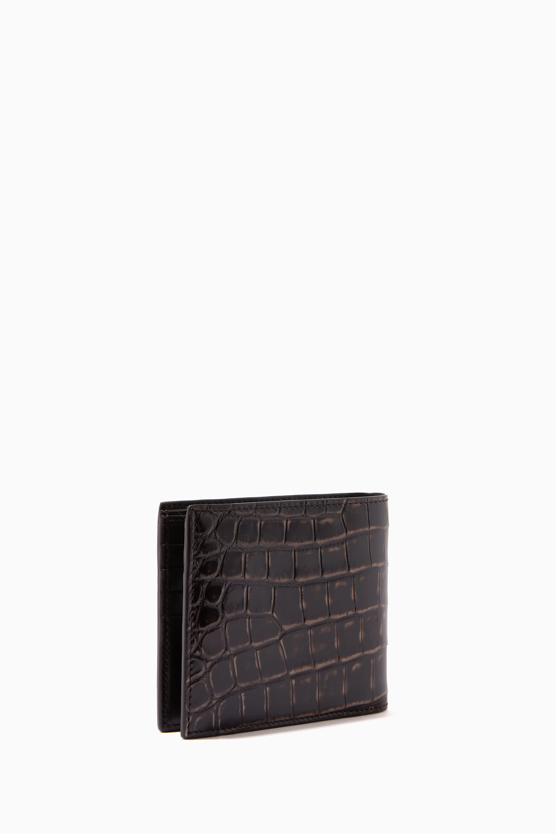 Buy Bottega Veneta Brown Bi fold Wallet in Crocodile Leather for