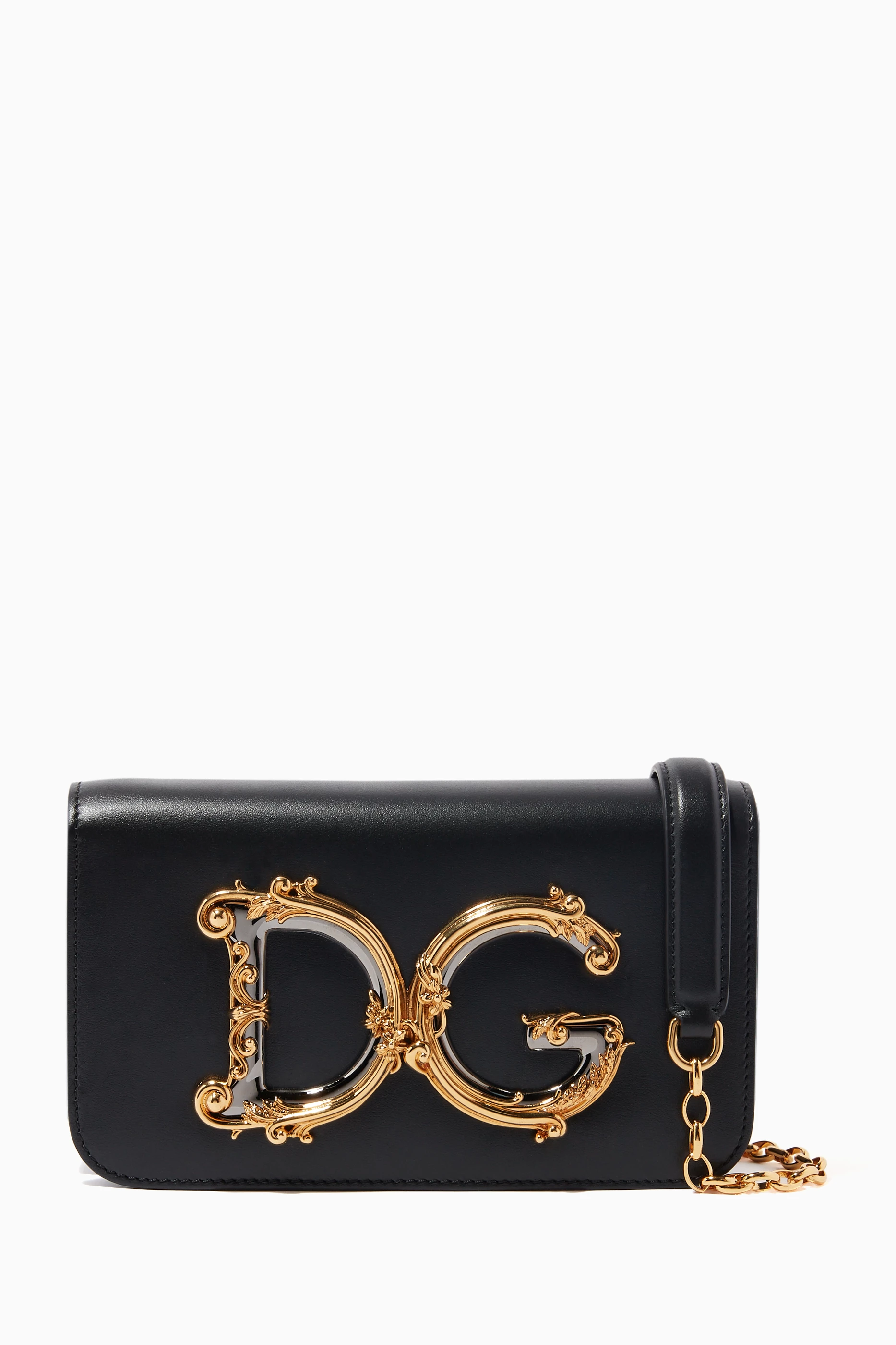 Buy Dolce Gabbana Black DG Girl Mini Shoulder Bag in Leather for
