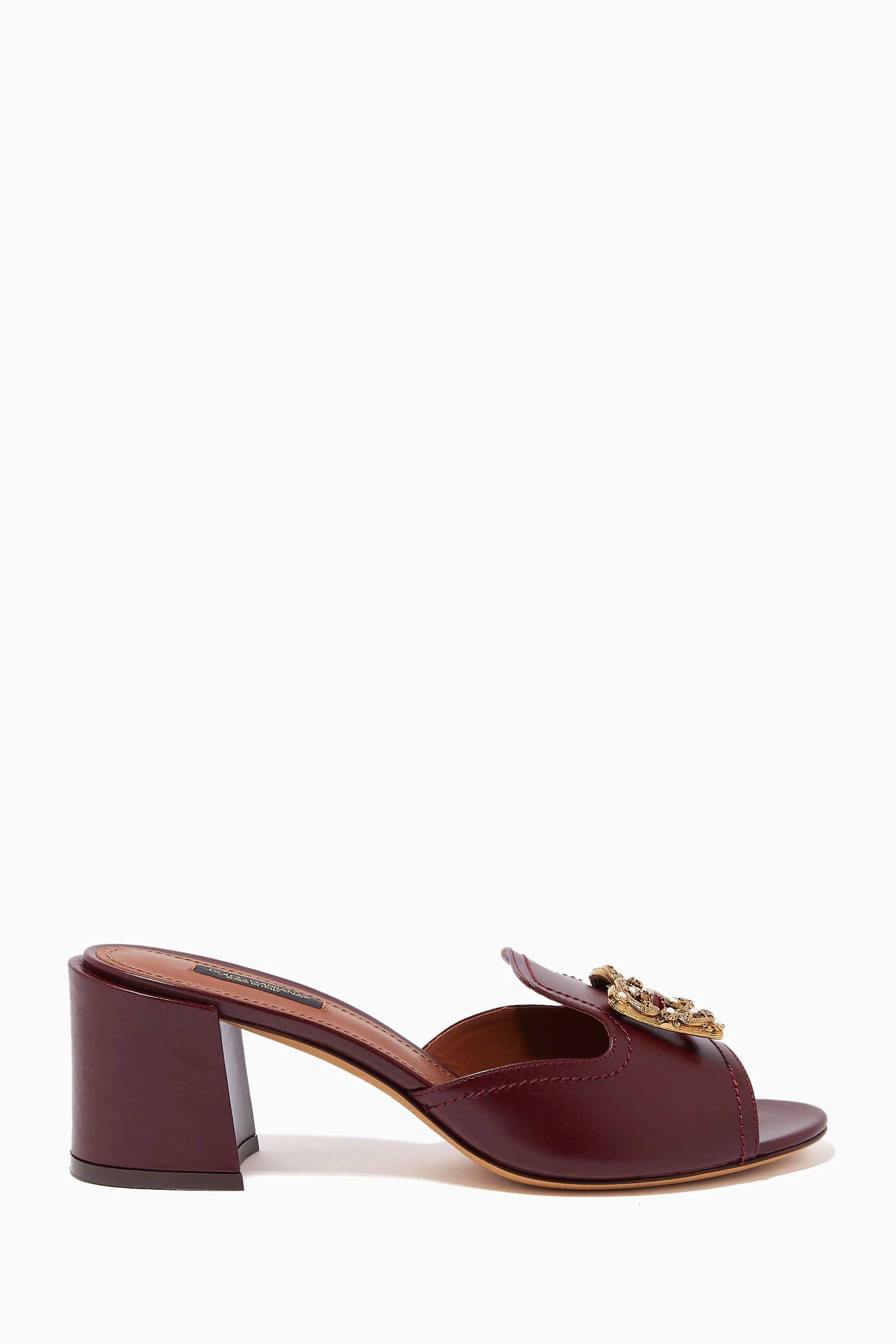 Buy Dolce Gabbana Red DG Amore Bianca Sandals in Leather for Women in UAE Ounass