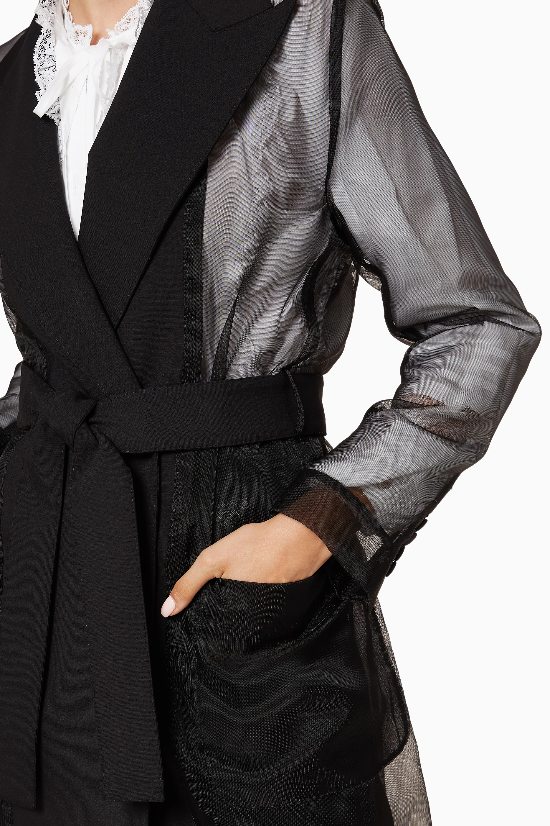 Buy Dolce Gabbana Black Organza Trench Coat for Women in UAE