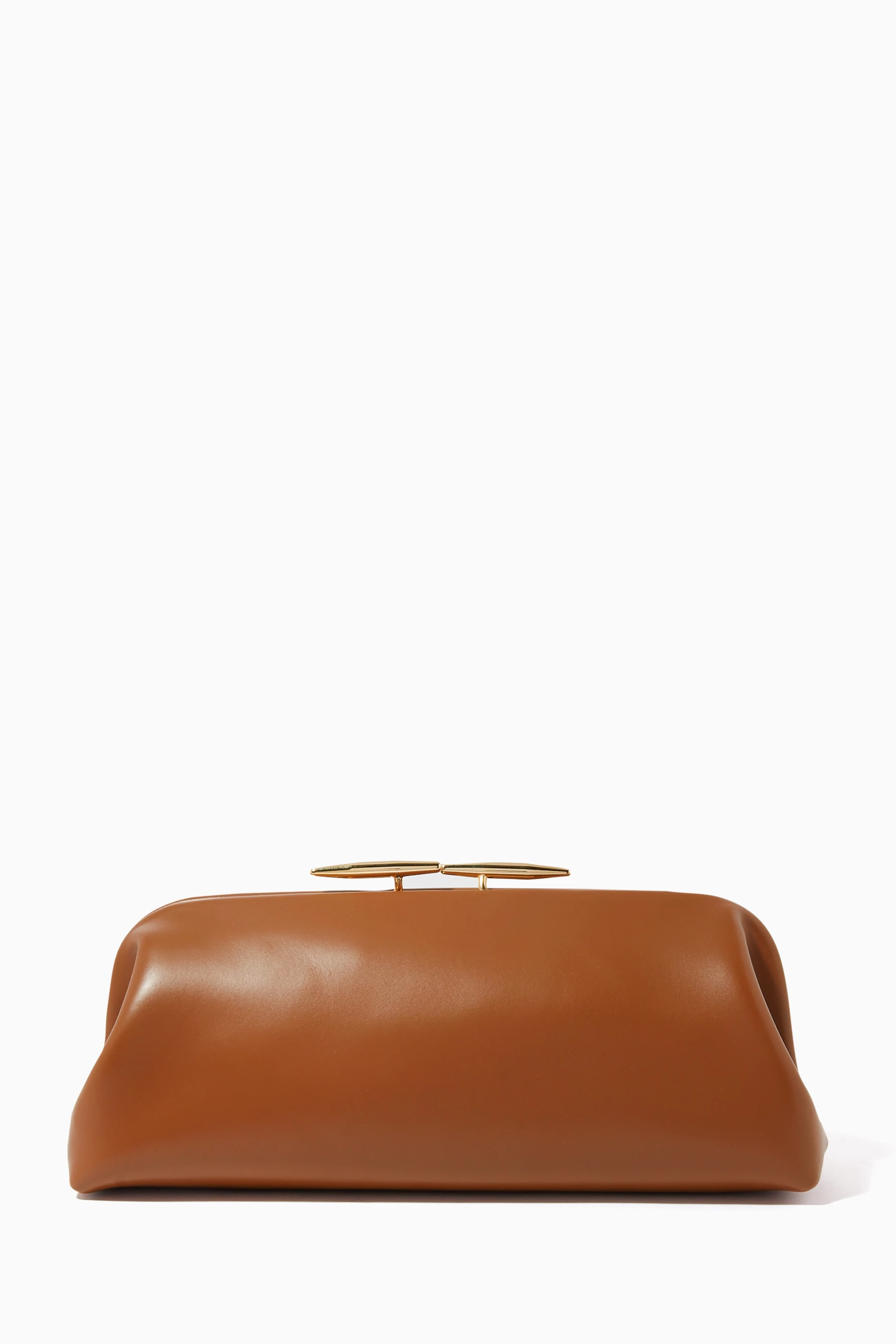Buy Little Liffner Brown Oyster Clutch in Leather for Women in UAE