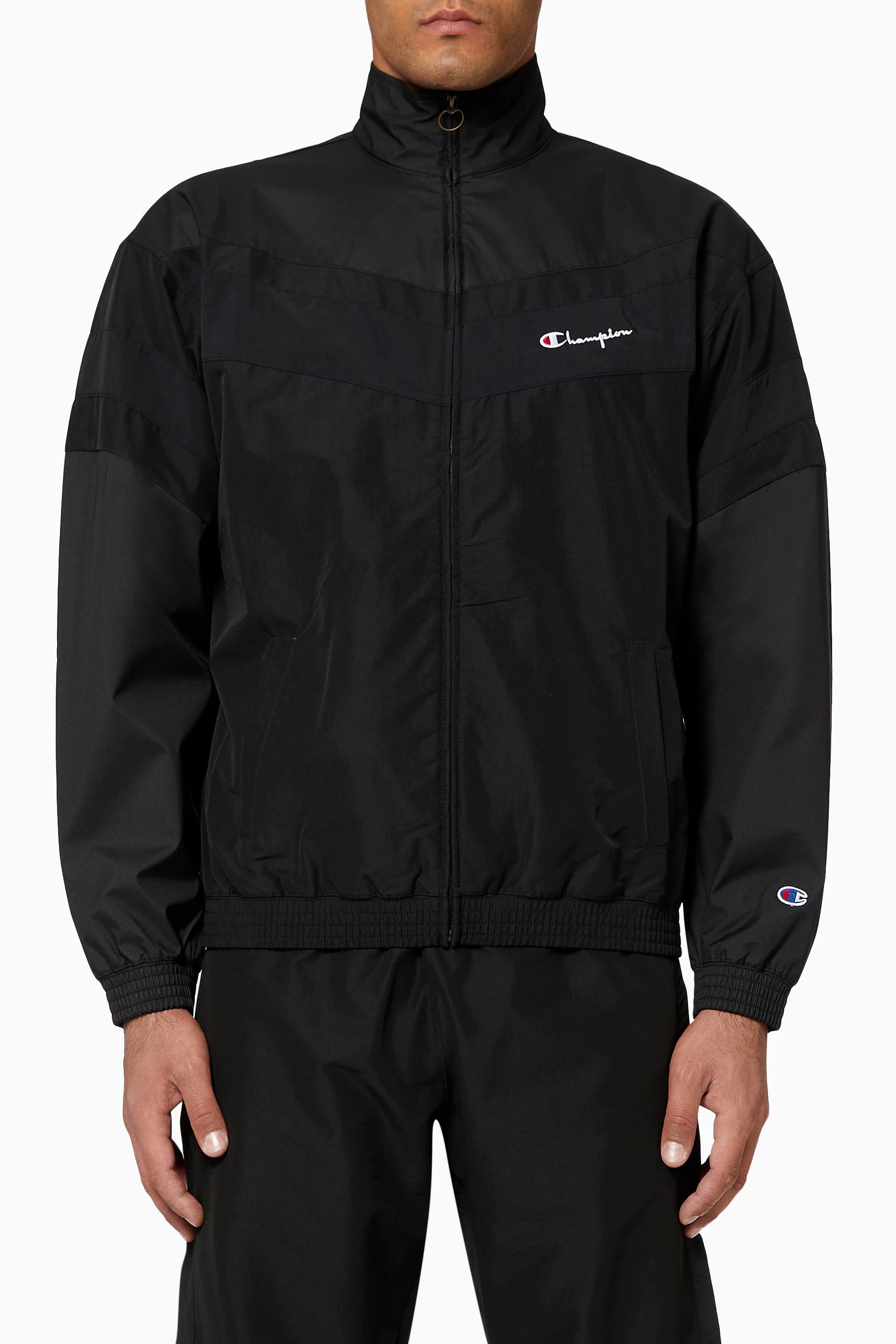 Champion nylon warm up jacket store