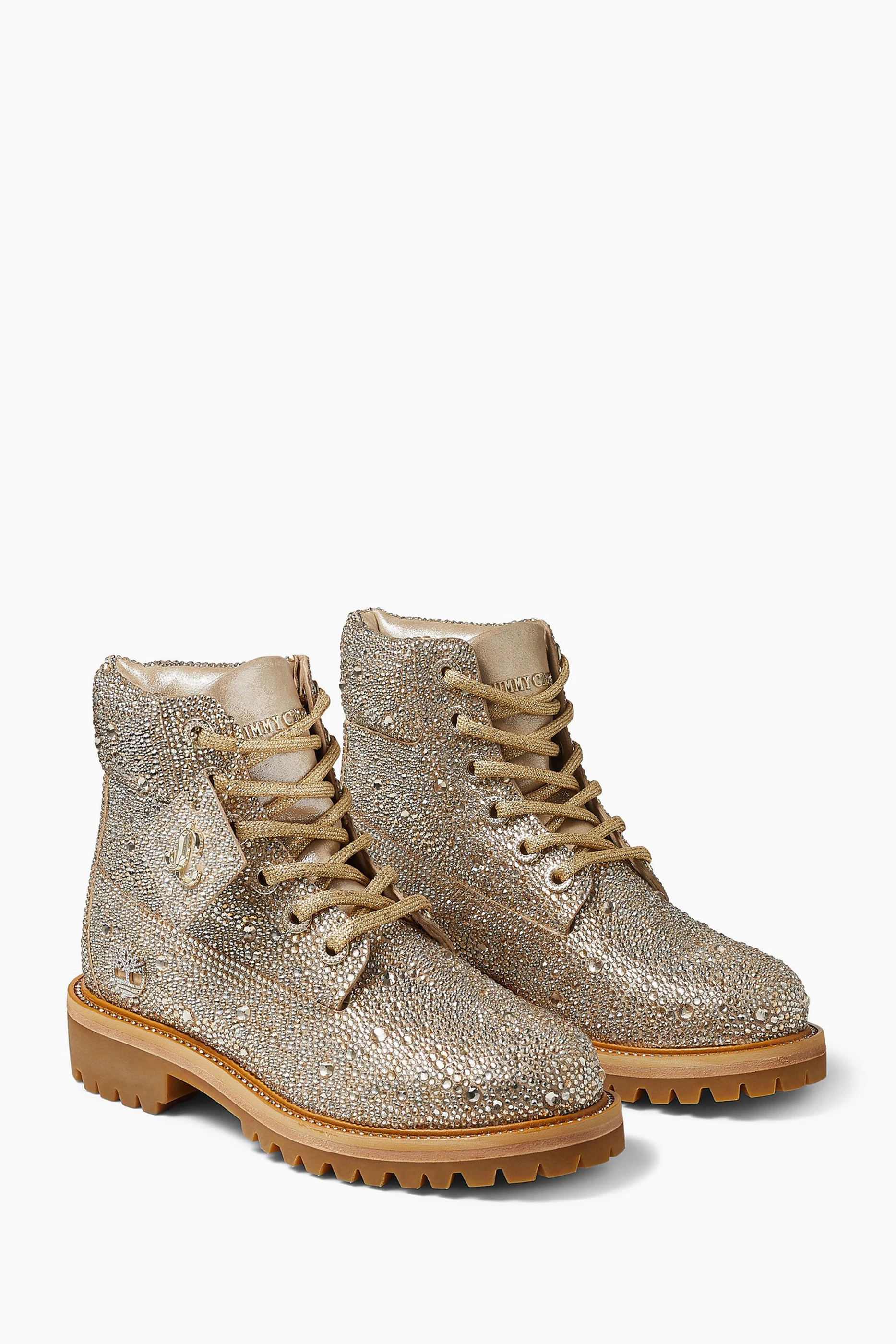 Buy Jimmy Choo Gold x Timberland Boots in Crystal Leather for