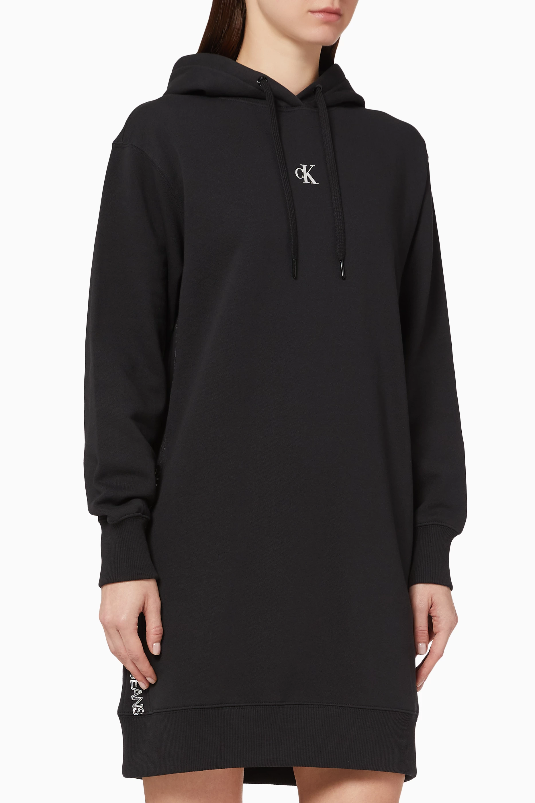 Buy Calvin Klein Jeans Black Logo Outline Sweatshirt Dress for Women in UAE