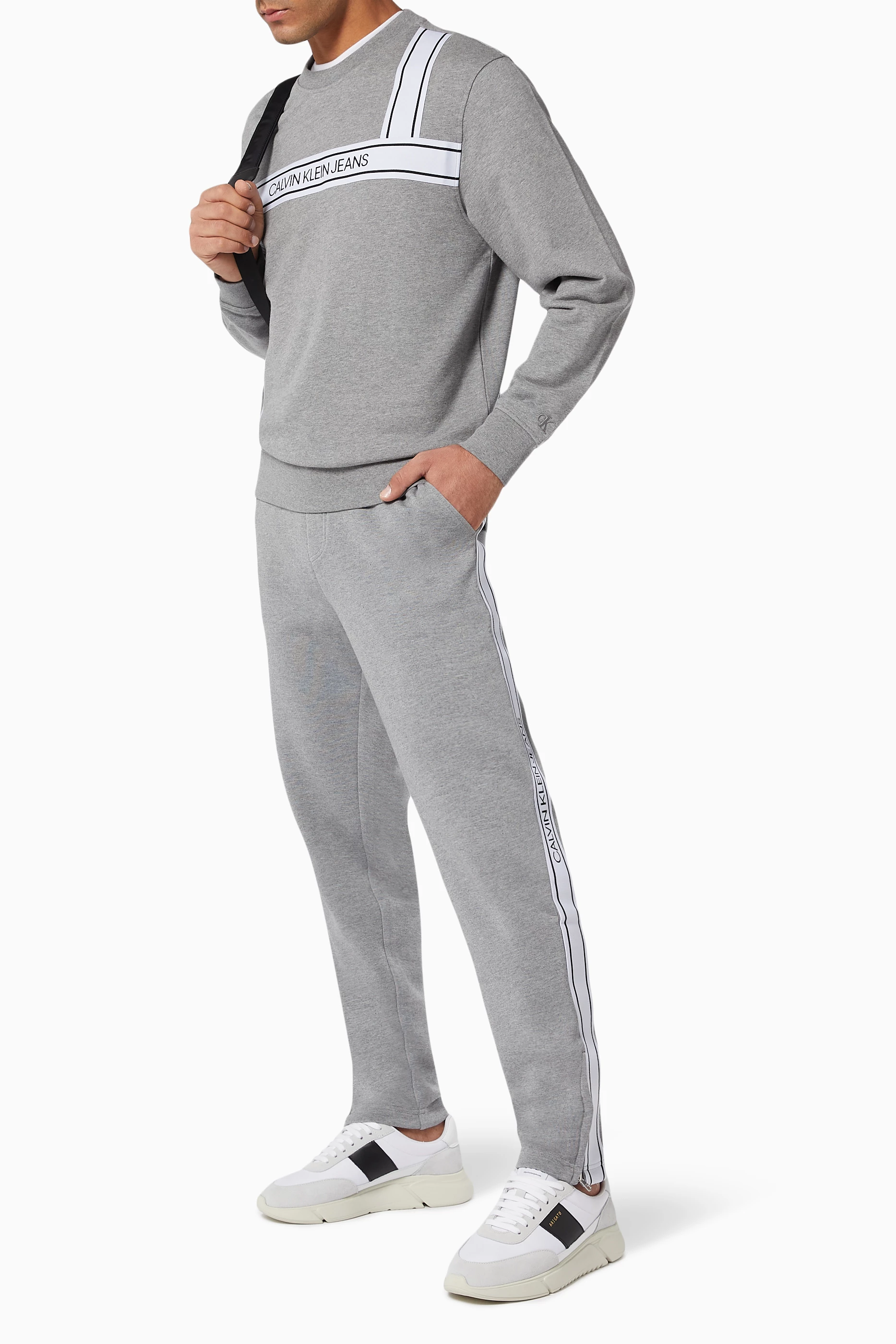 Calvin klein grey tracksuit on sale