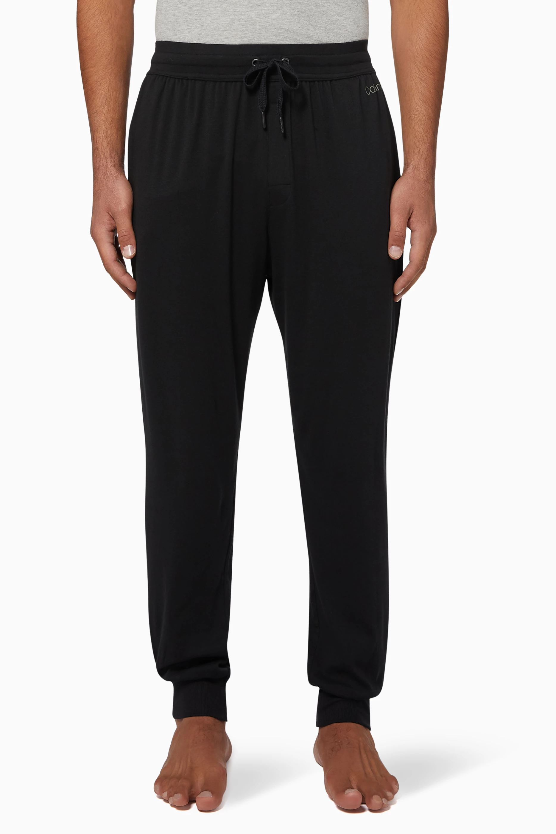 Buy Calvin Klein Black Logo Cotton Blend Sweatpants for Men in UAE