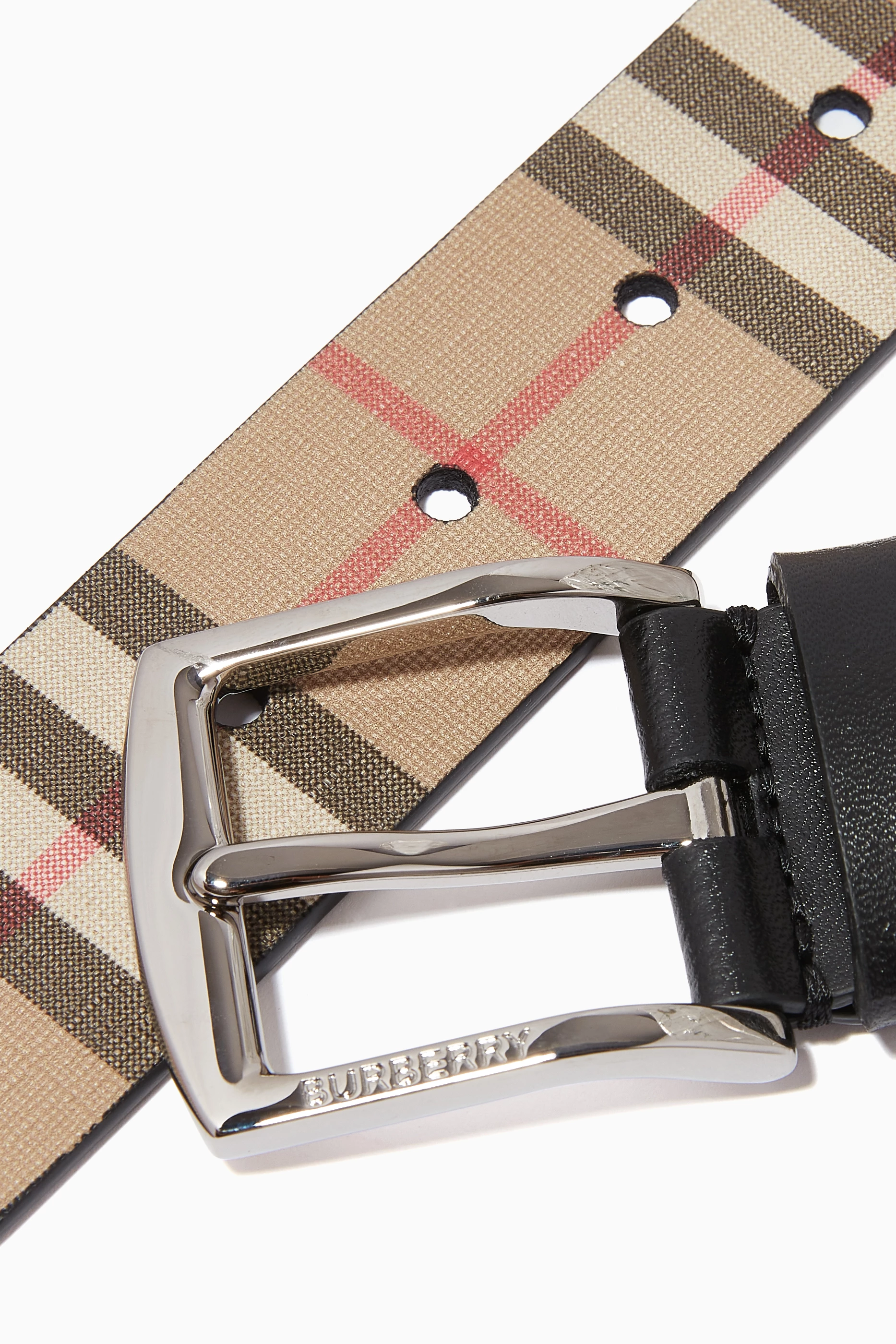 Burberry vintage check leather belt discount