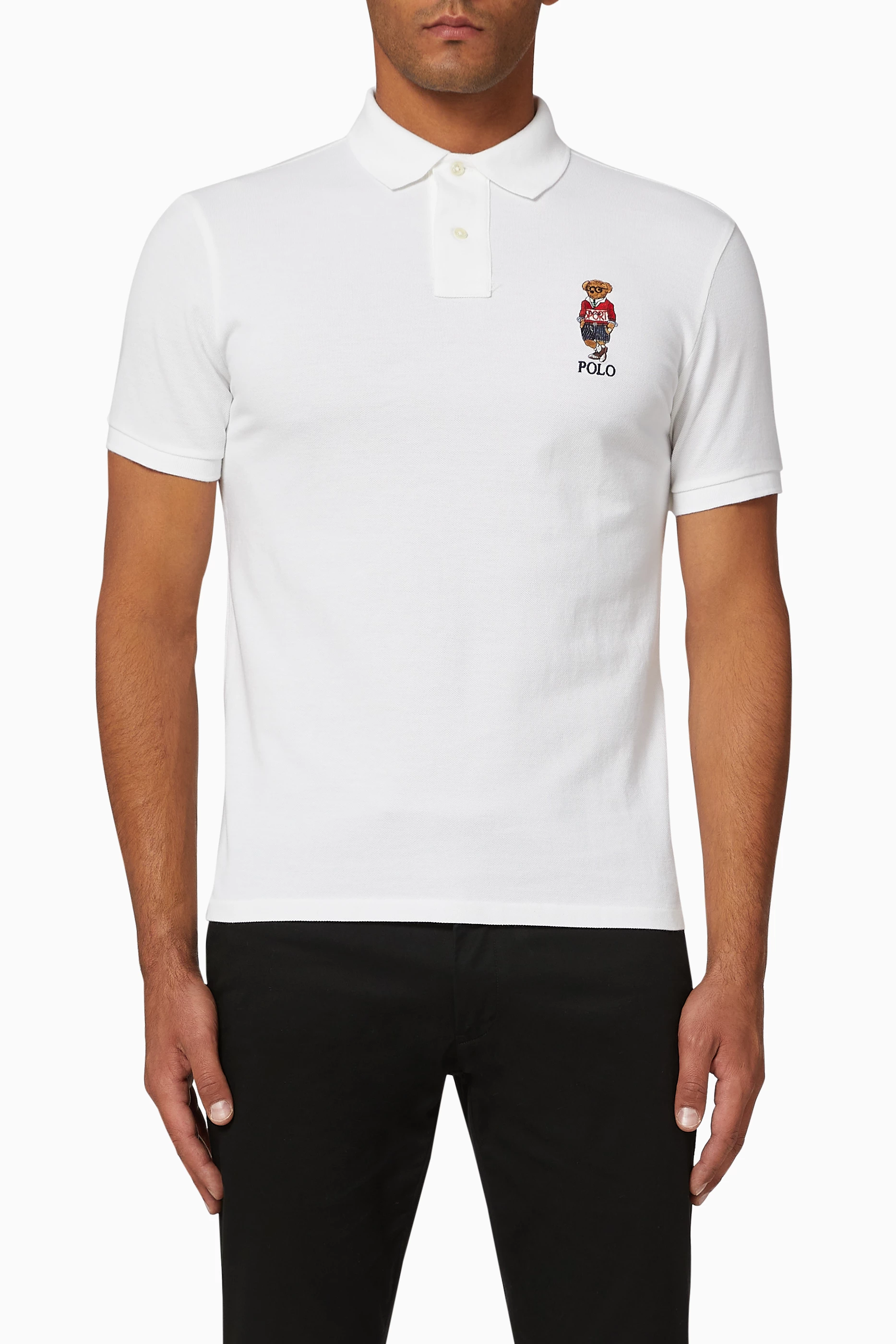 Custom slim fit bear polo clearance