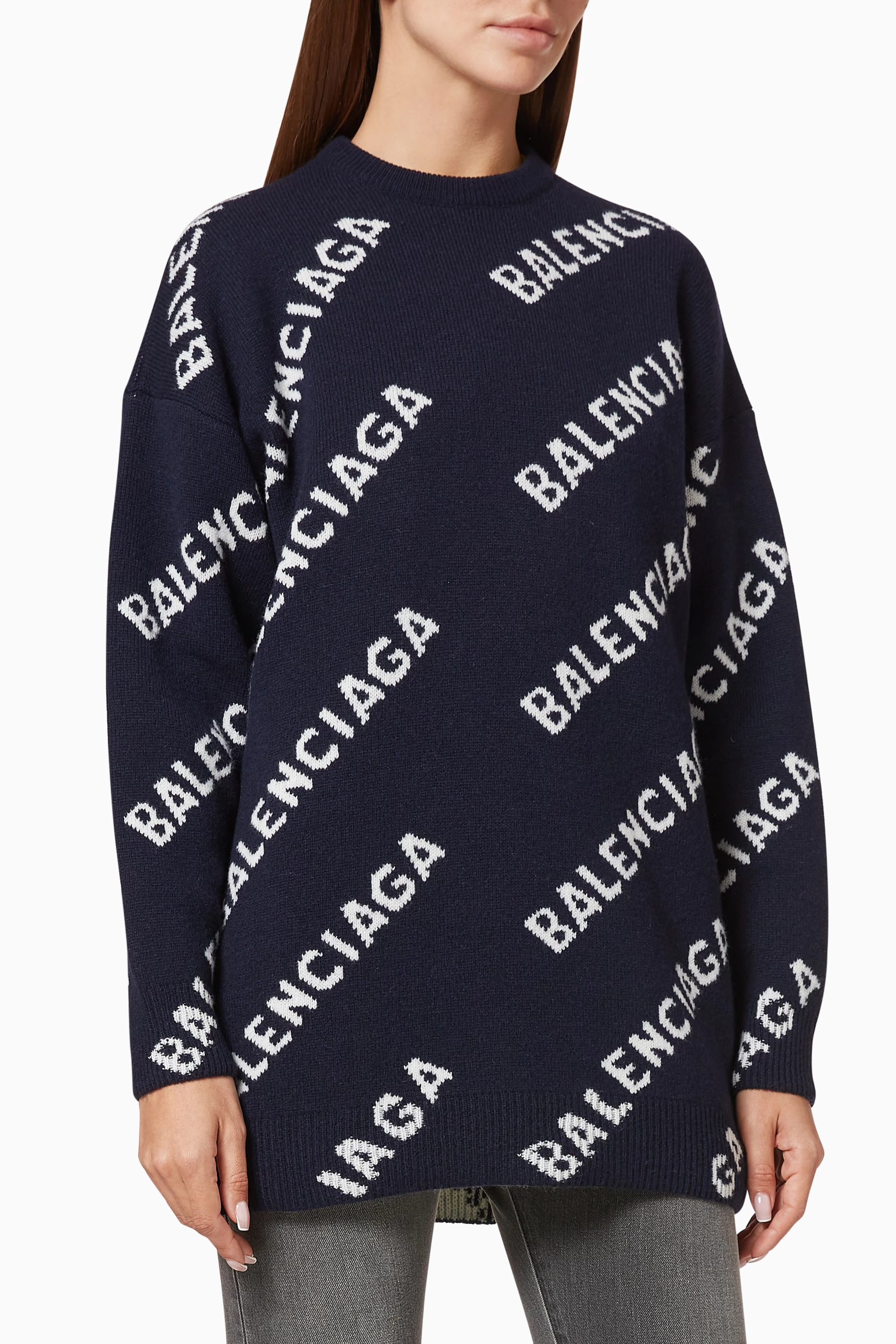 Balenciaga sweatshirt discount womens navy
