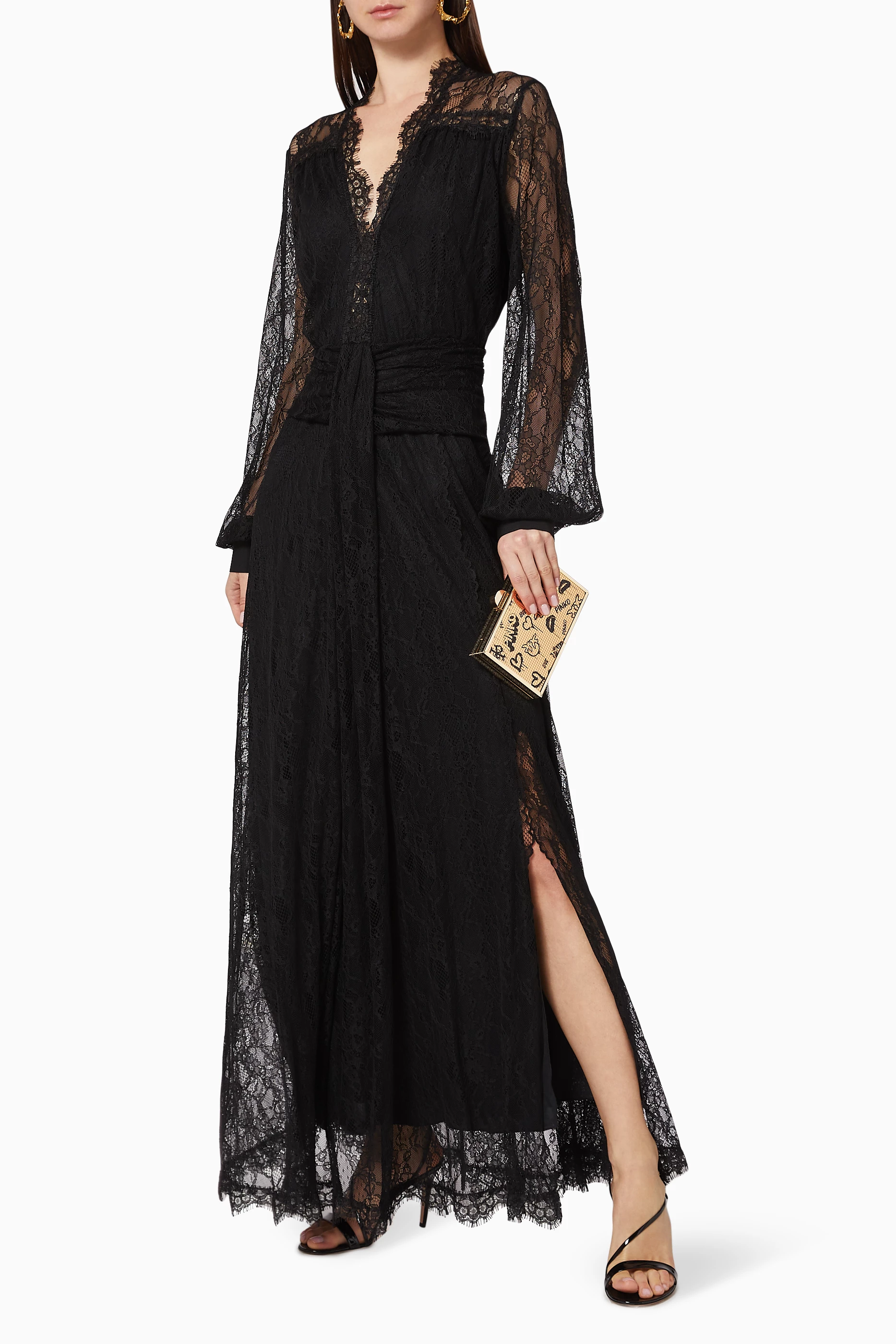 Buy PINKO Black Sposare Lace Maxi Dress for Women in UAE Ounass