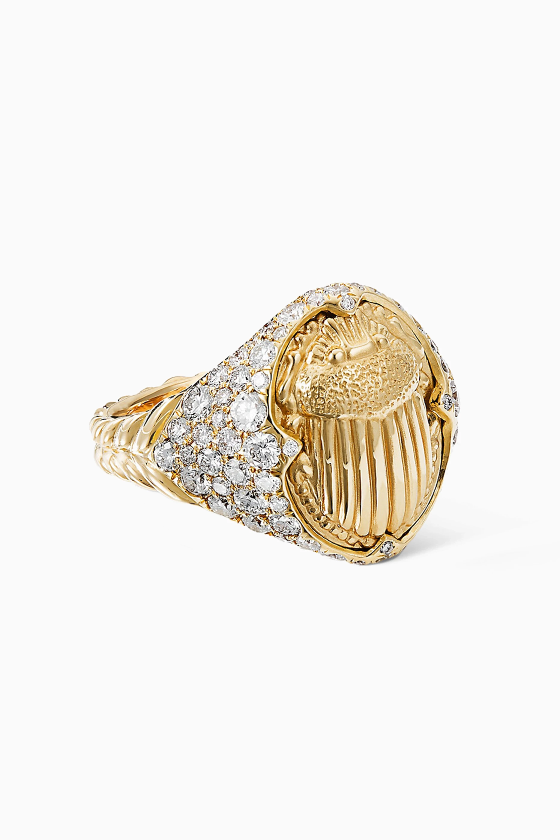 Buy David Yurman Rose Gold Petrvs Scarab Diamond Pav Pinky Ring in 18kt Yellow Gold for Women in UAE Ounass