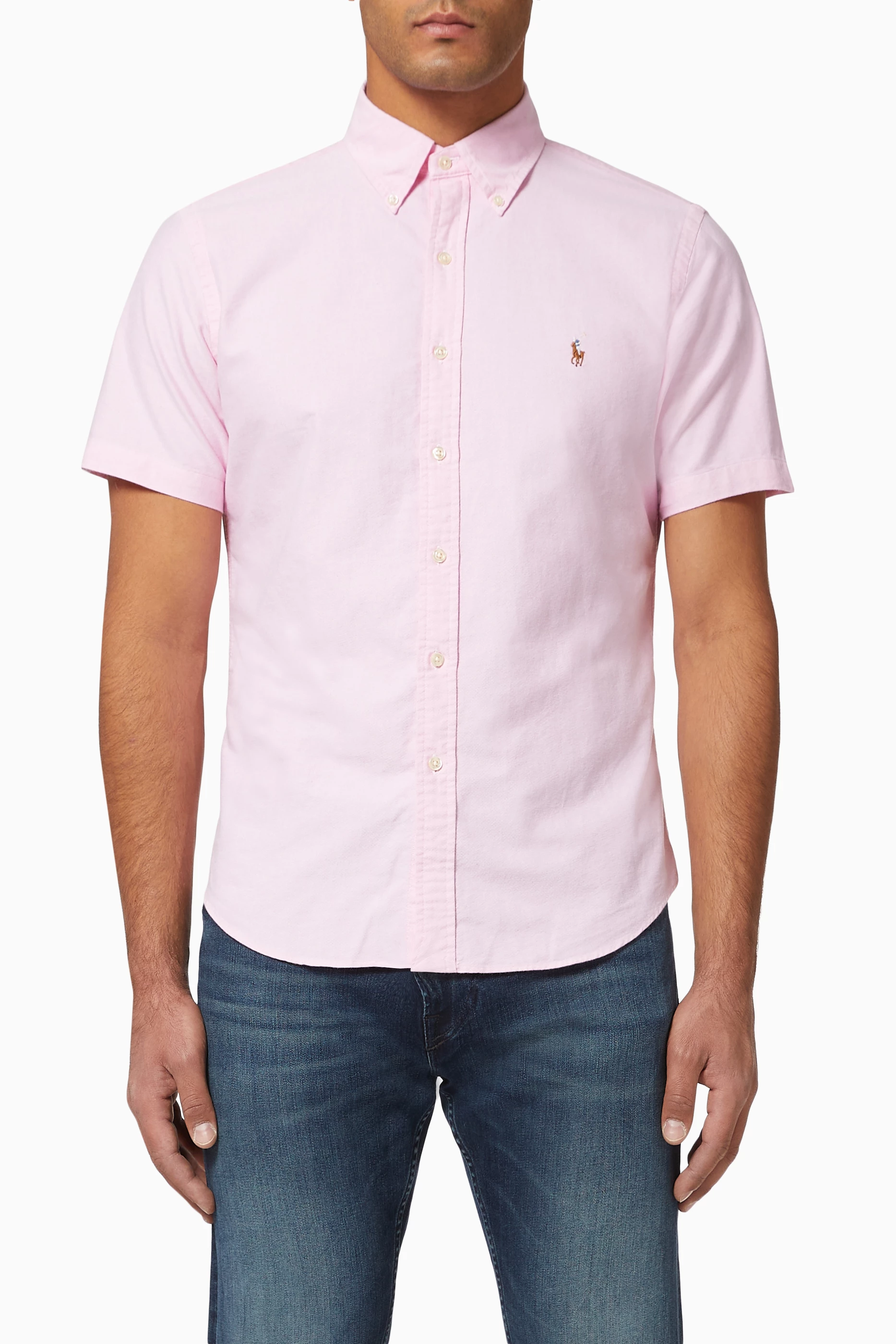 Ralph lauren pink slim fit best sale shirt