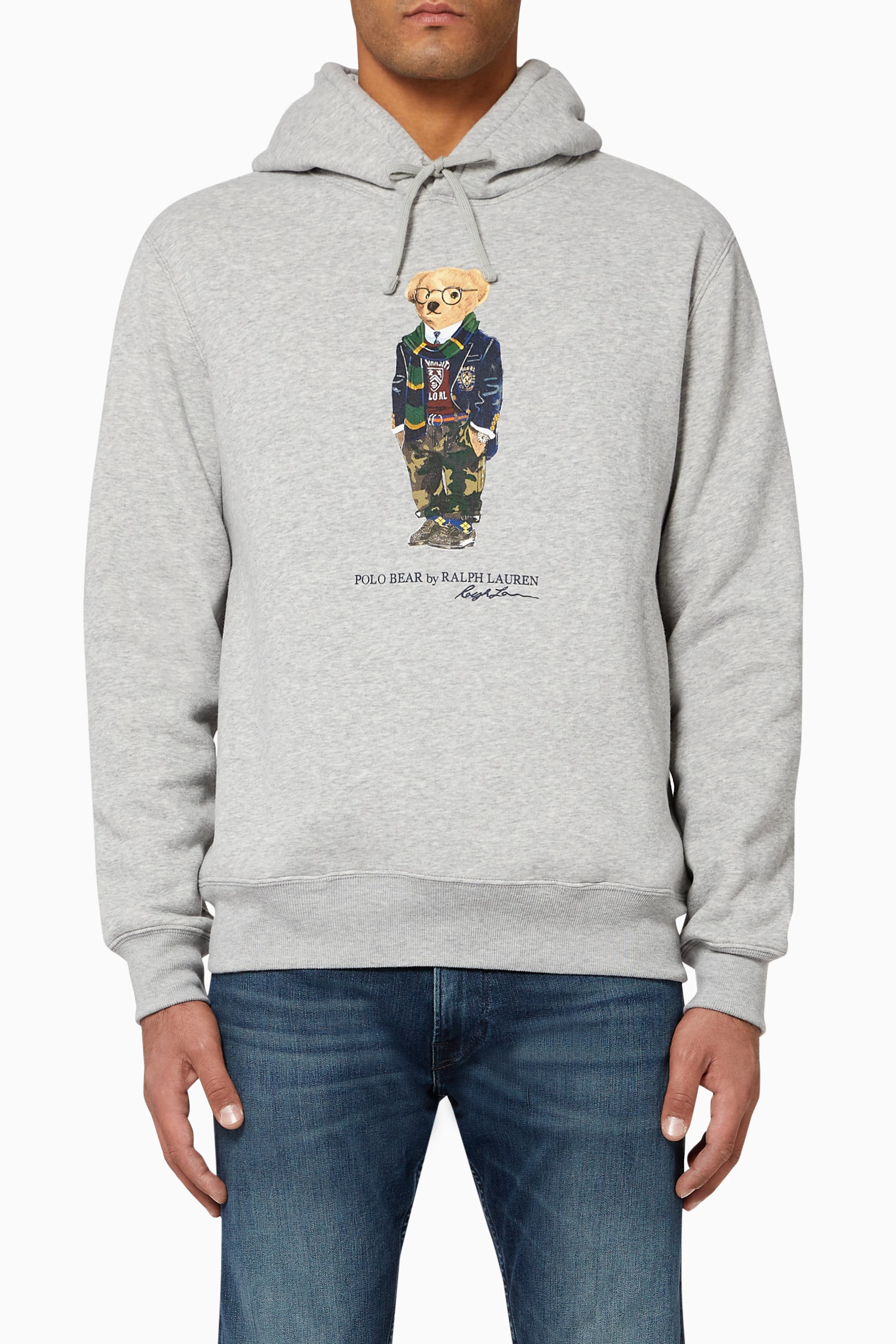 Grey polo bear hoodie discount