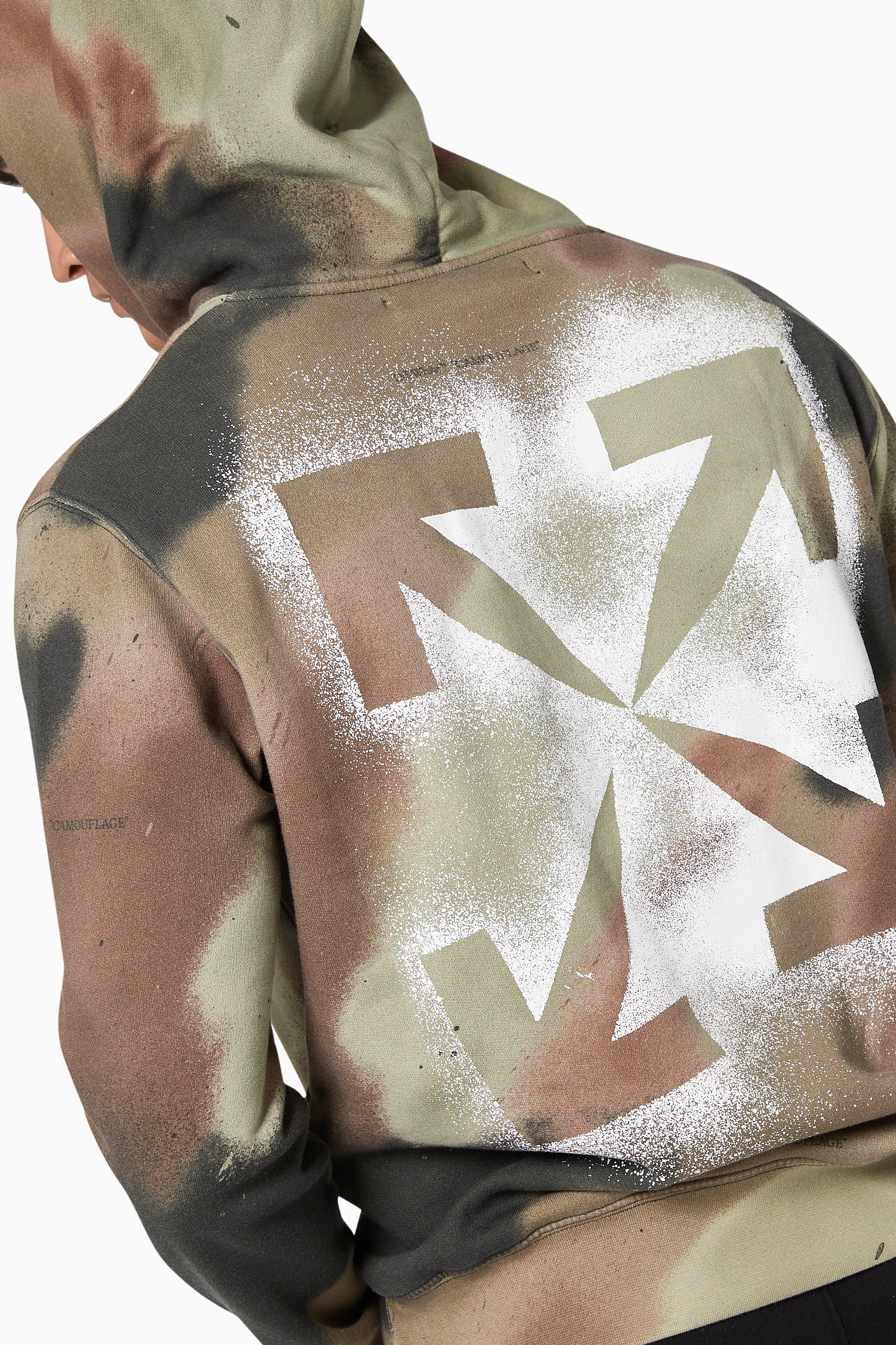 Buy Off White Neutral Camo Stencil Cotton Hoodie for Men in UAE