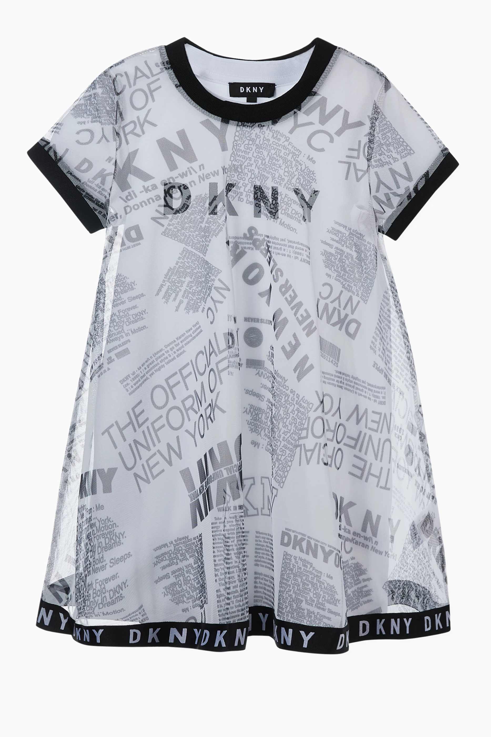 Buy DKNY White Newspaper Jersey Dress for Girls in UAE Ounass