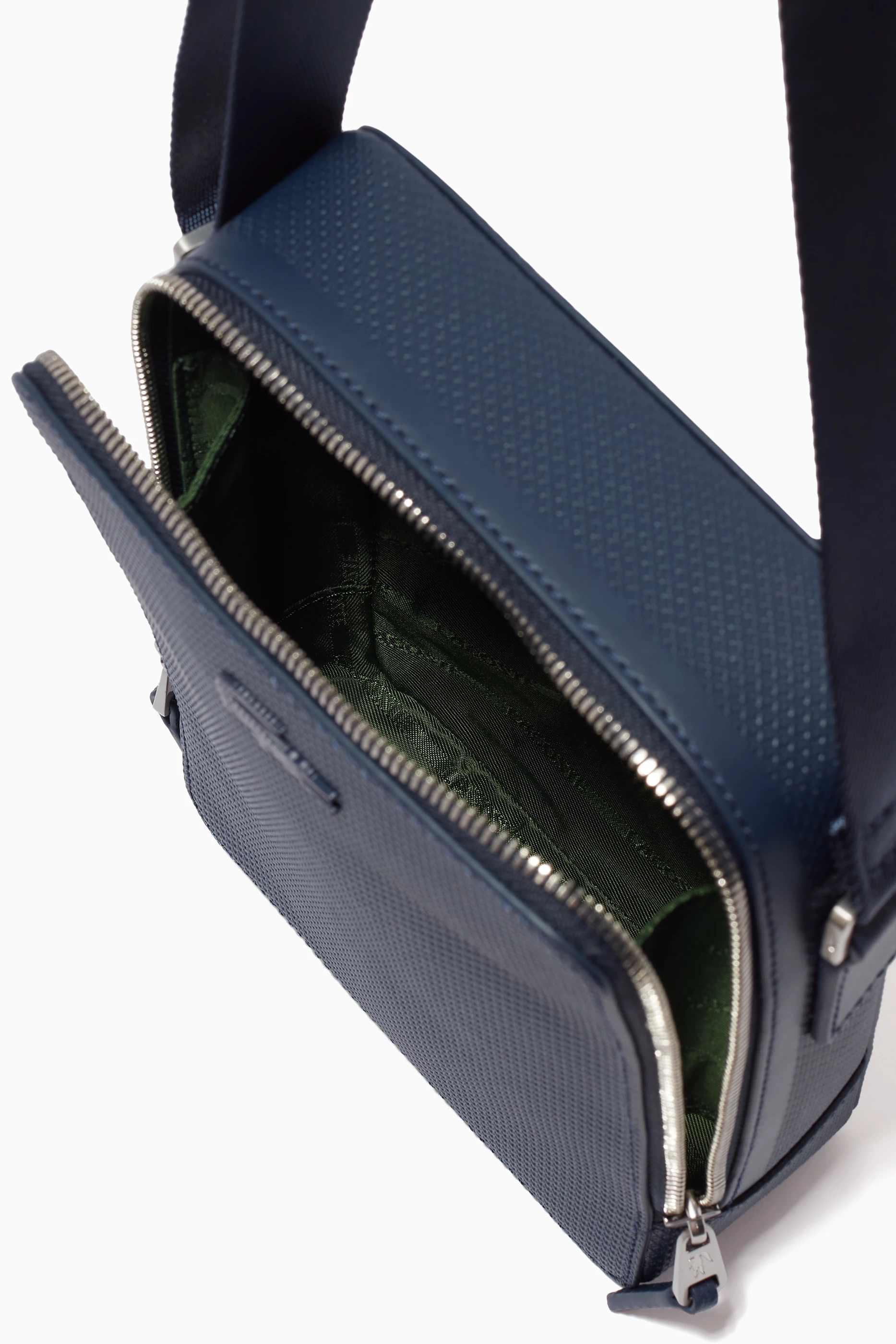 Buy Lacoste Blue Chantaco Vertical Camera Bag in Matte Piqu