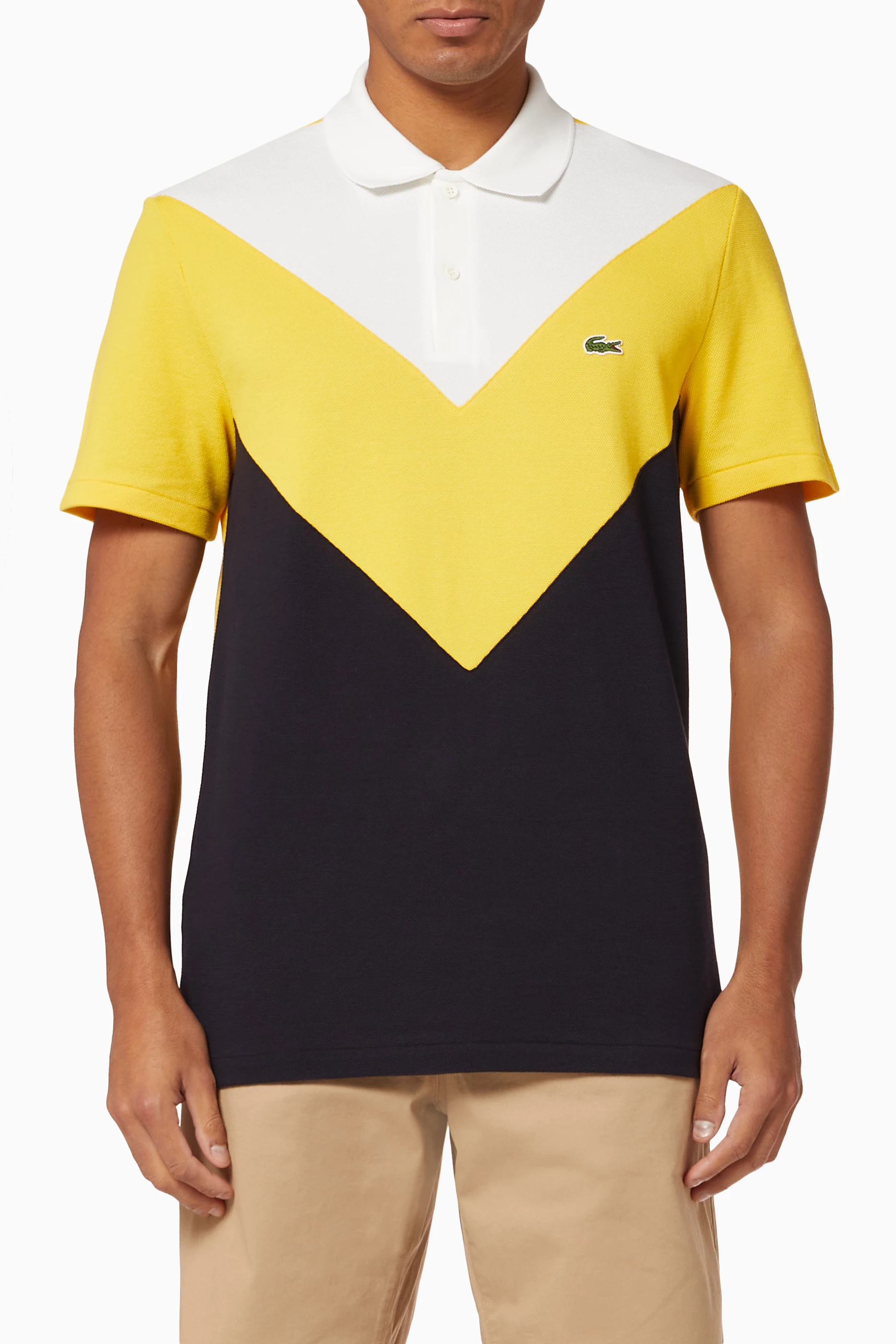 Black and yellow lacoste shirt sales