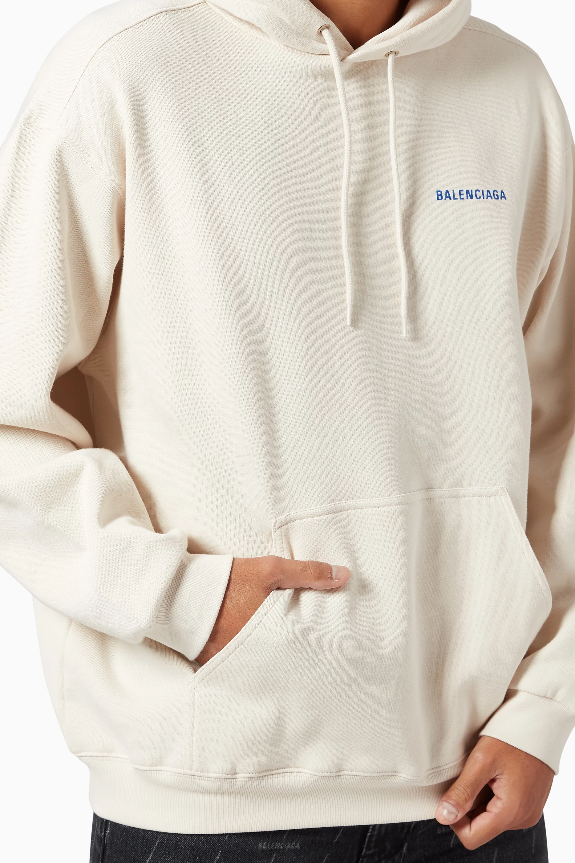 Buy Balenciaga Neutral Logo Medium Fit Hoodie in Organic Curly