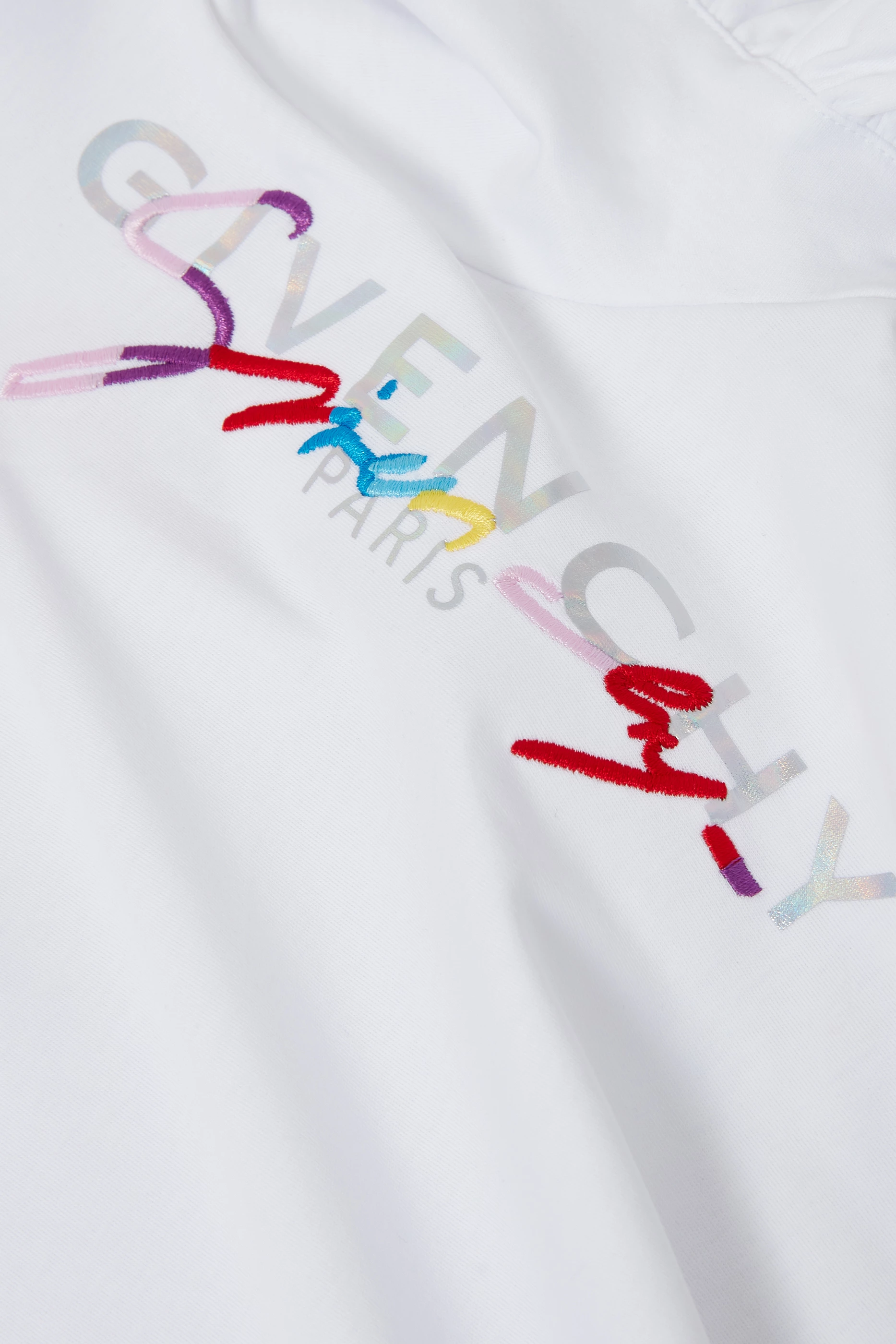 Buy Givenchy White Logo Cotton Jersey T Shirt for Girls in UAE