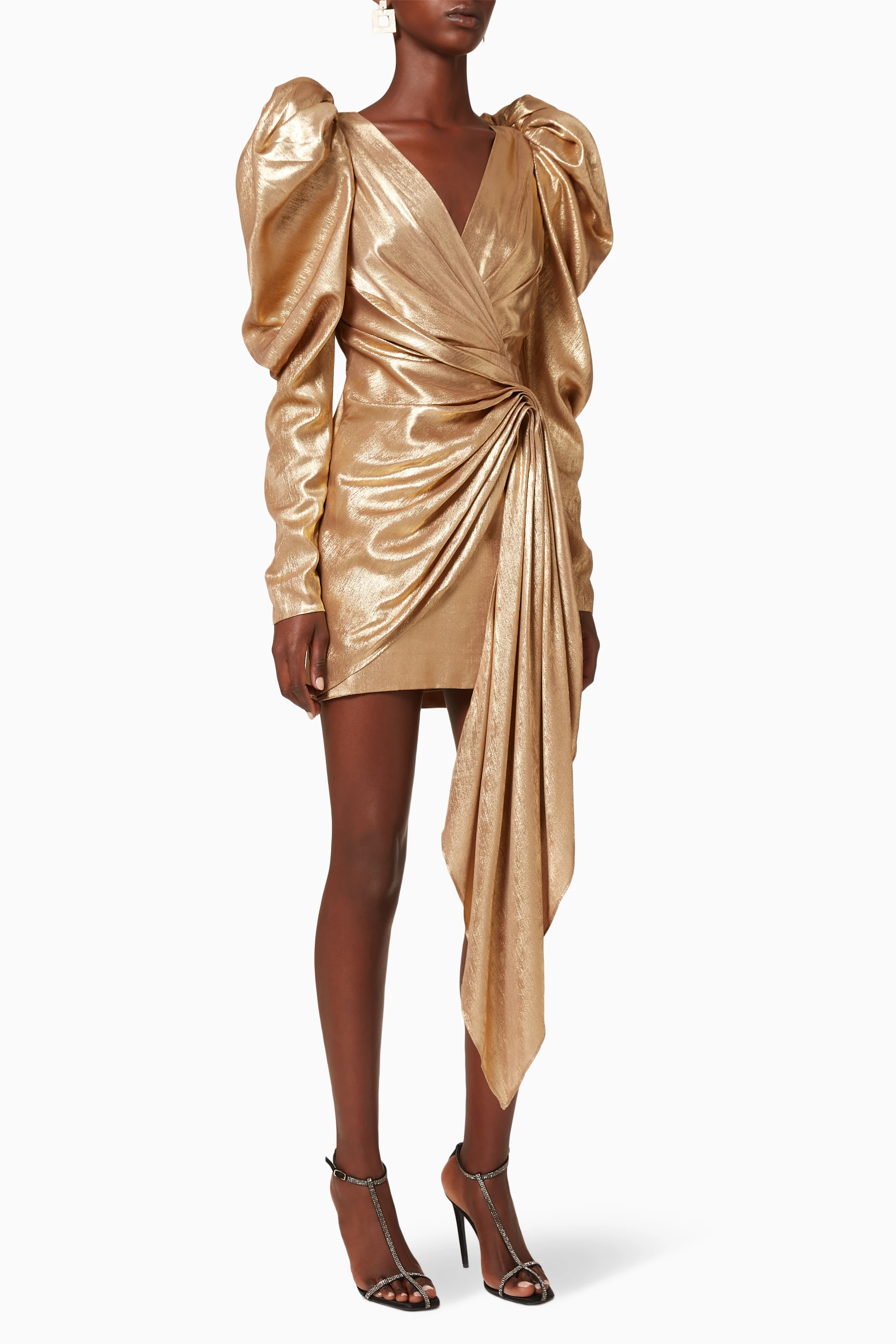 Gold wrap dress hotsell
