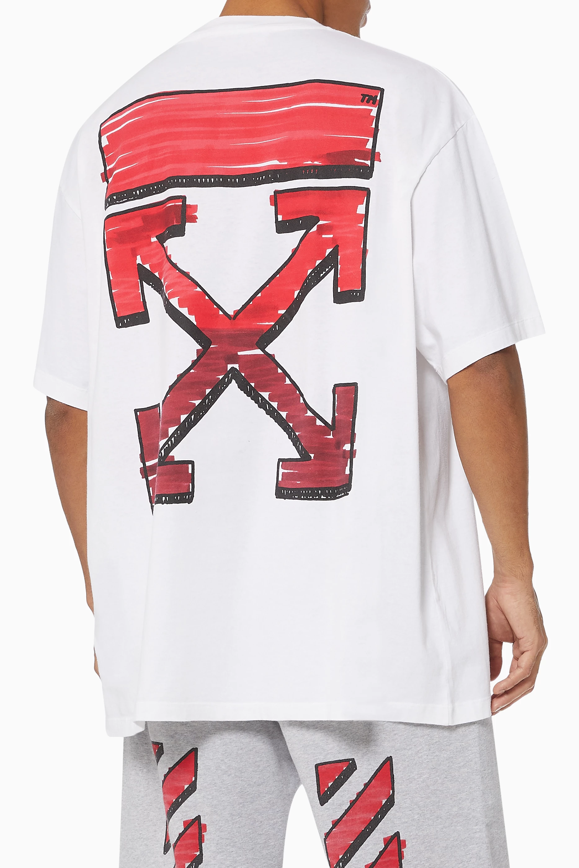 Buy Off White White Marker Arrows Oversized Cotton T Shirt for Men